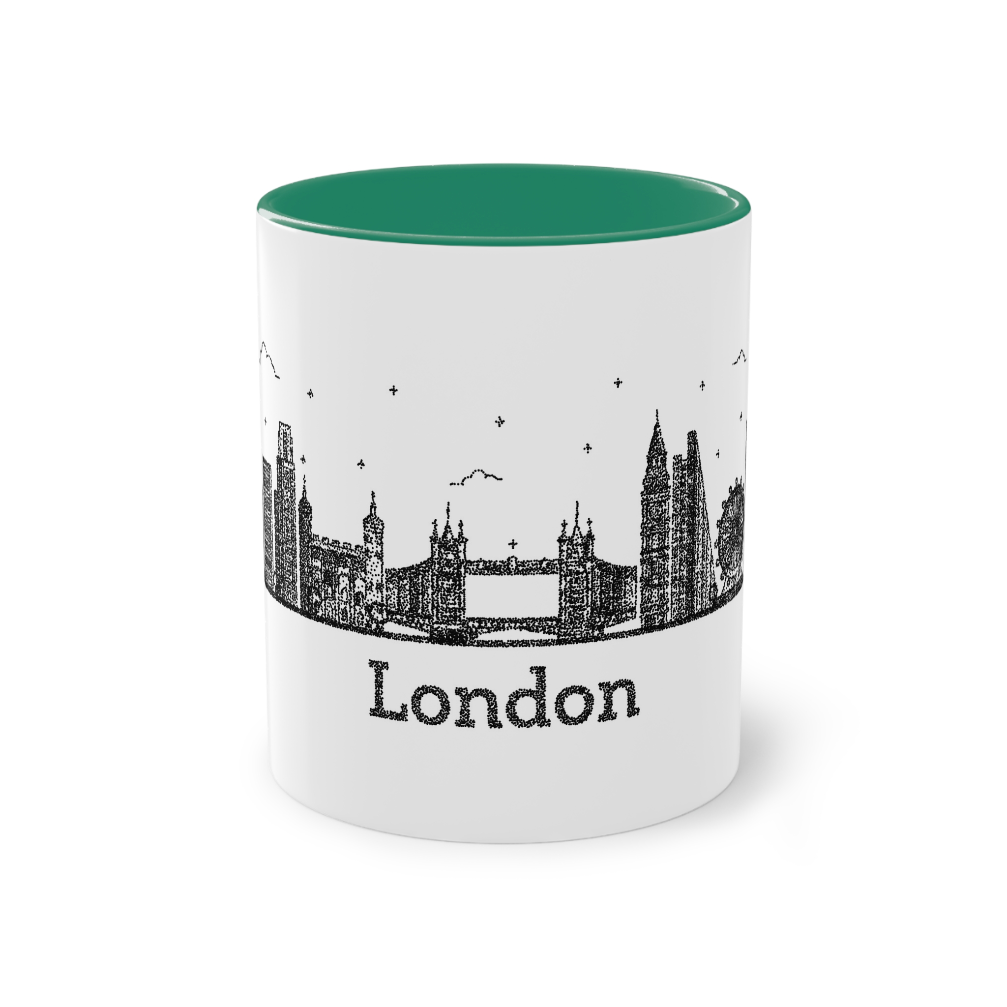 London Outline Bold Color Texture Two Tone Coffee Mug 11oz - Image 29