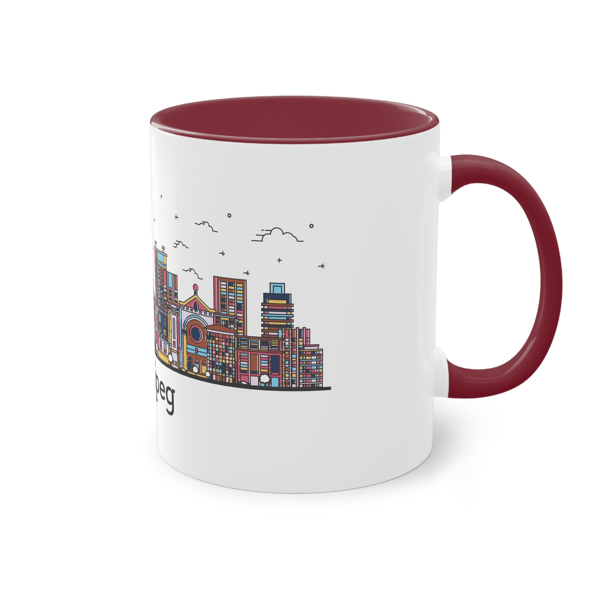 Winnipeg Outline Bold Color Two Tone Coffee Mug 11oz - Image 8