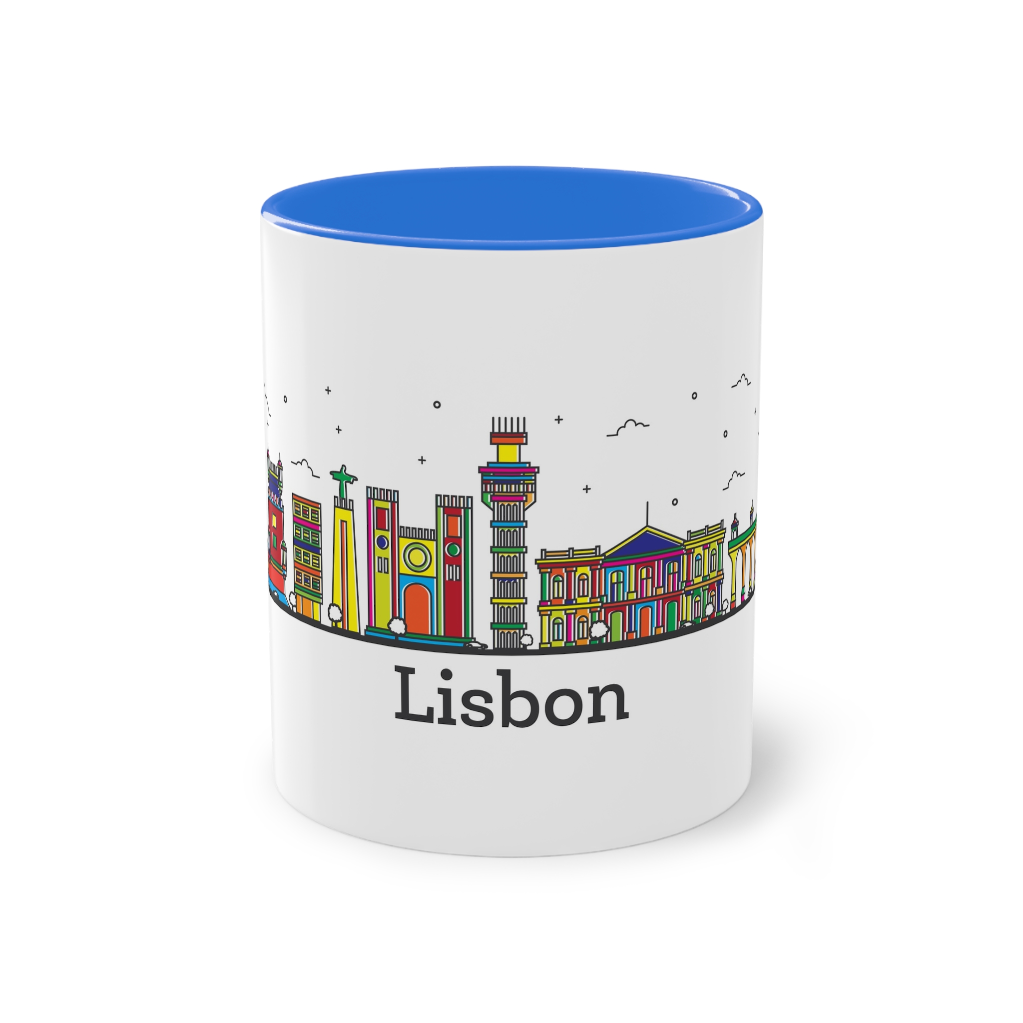 Lisbon Outline Bold Color Two Tone Coffee Mug 11oz - Image 37