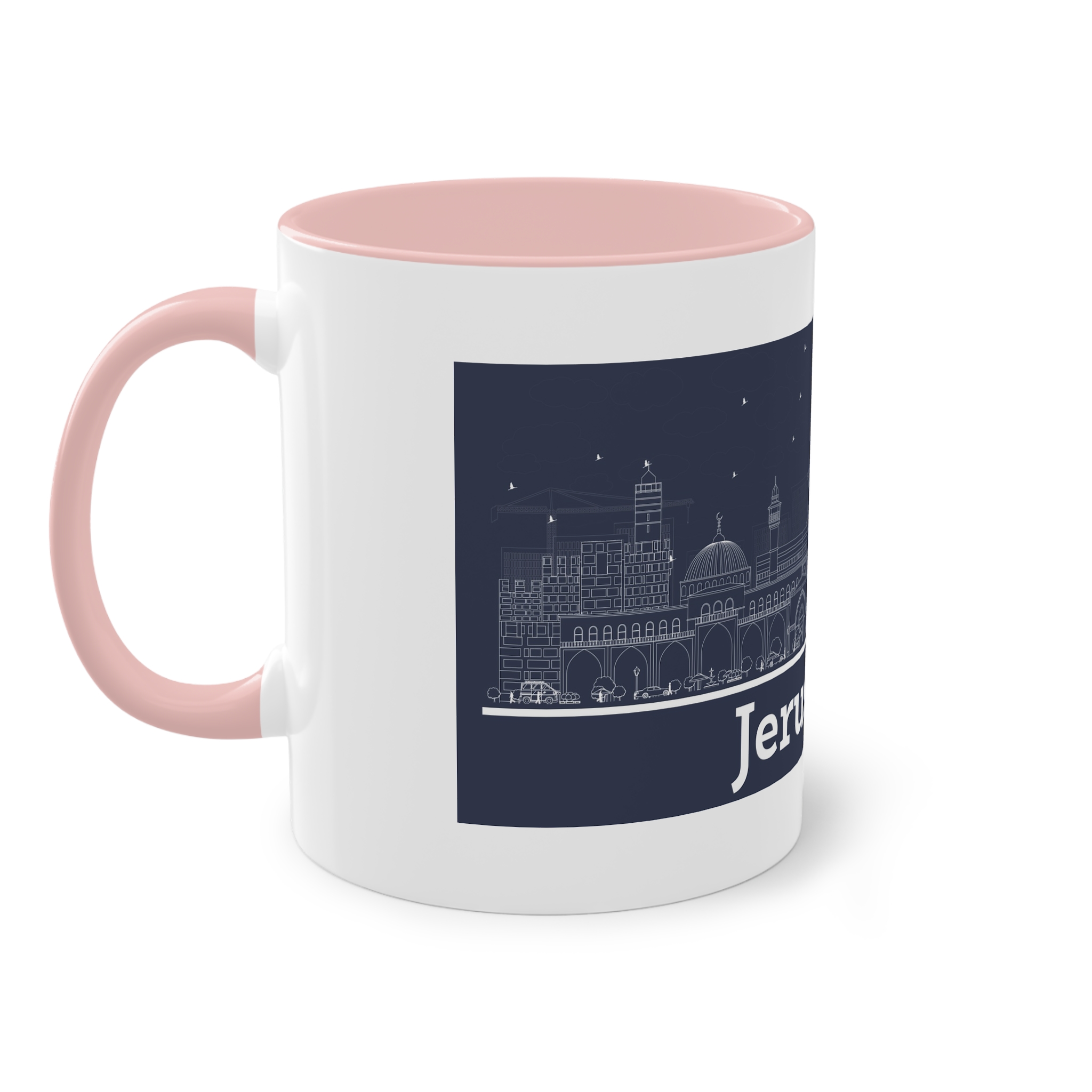 Jerusalem Outline Inverse Two Tone Coffee Mug 11oz - Image 47