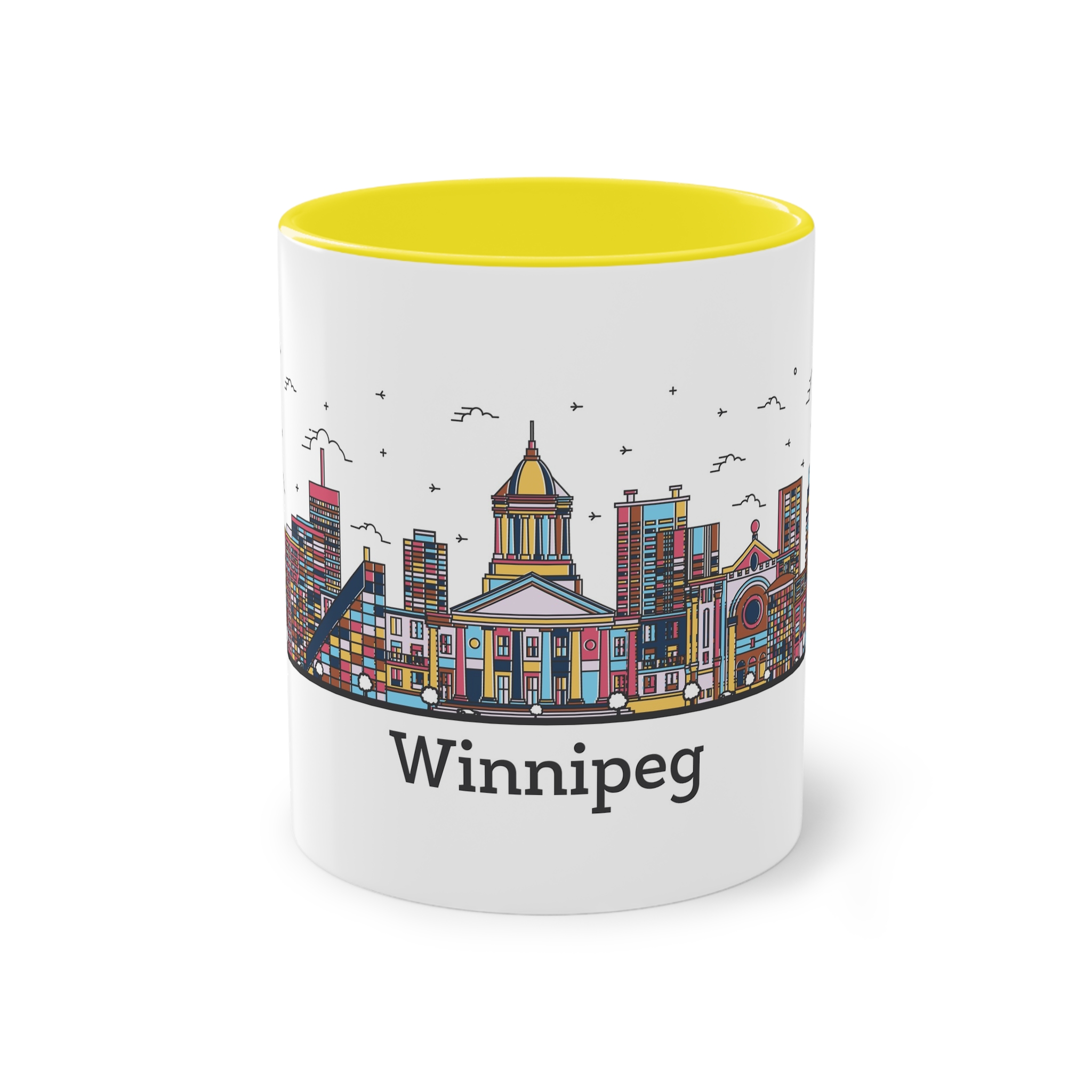 Winnipeg Outline Bold Color Two Tone Coffee Mug 11oz - Image 21