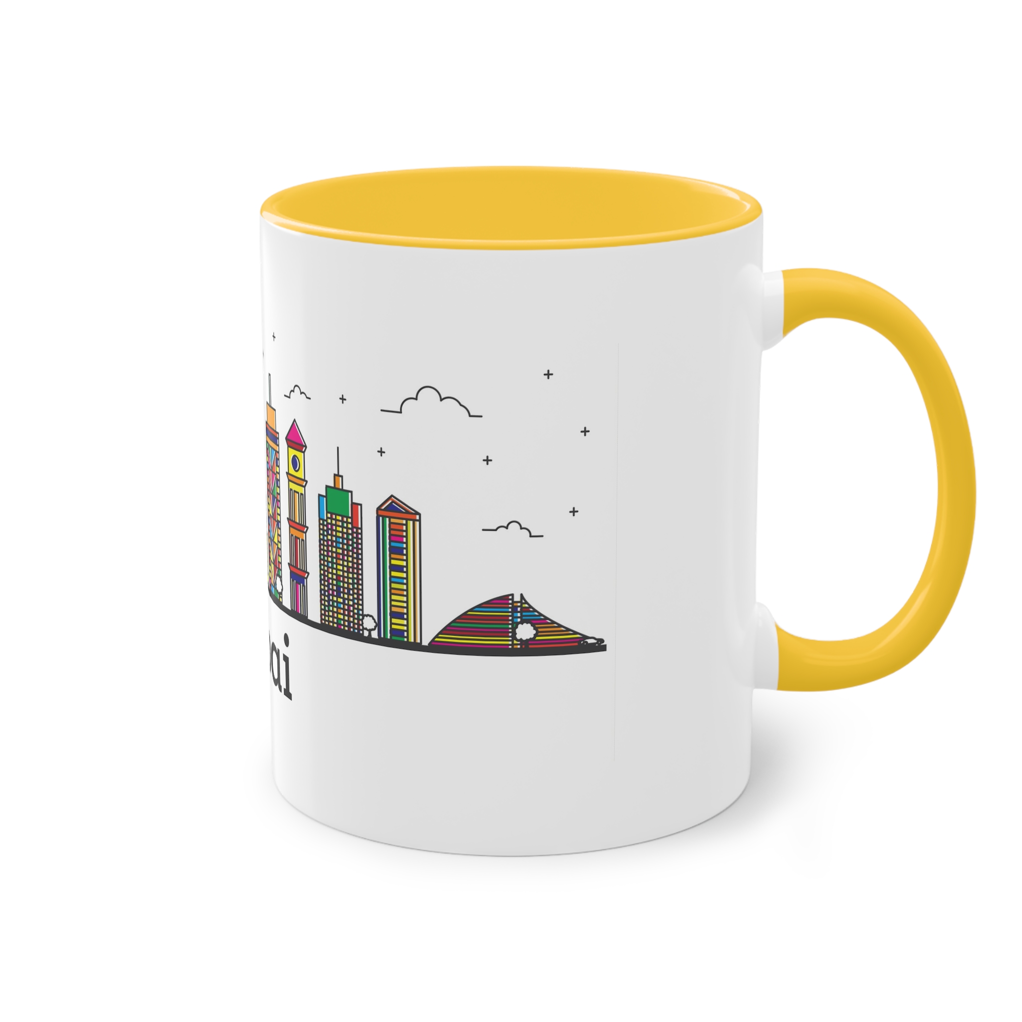 Dubai Outline Bold Color Two Tone Coffee Mug 11oz - Image 20