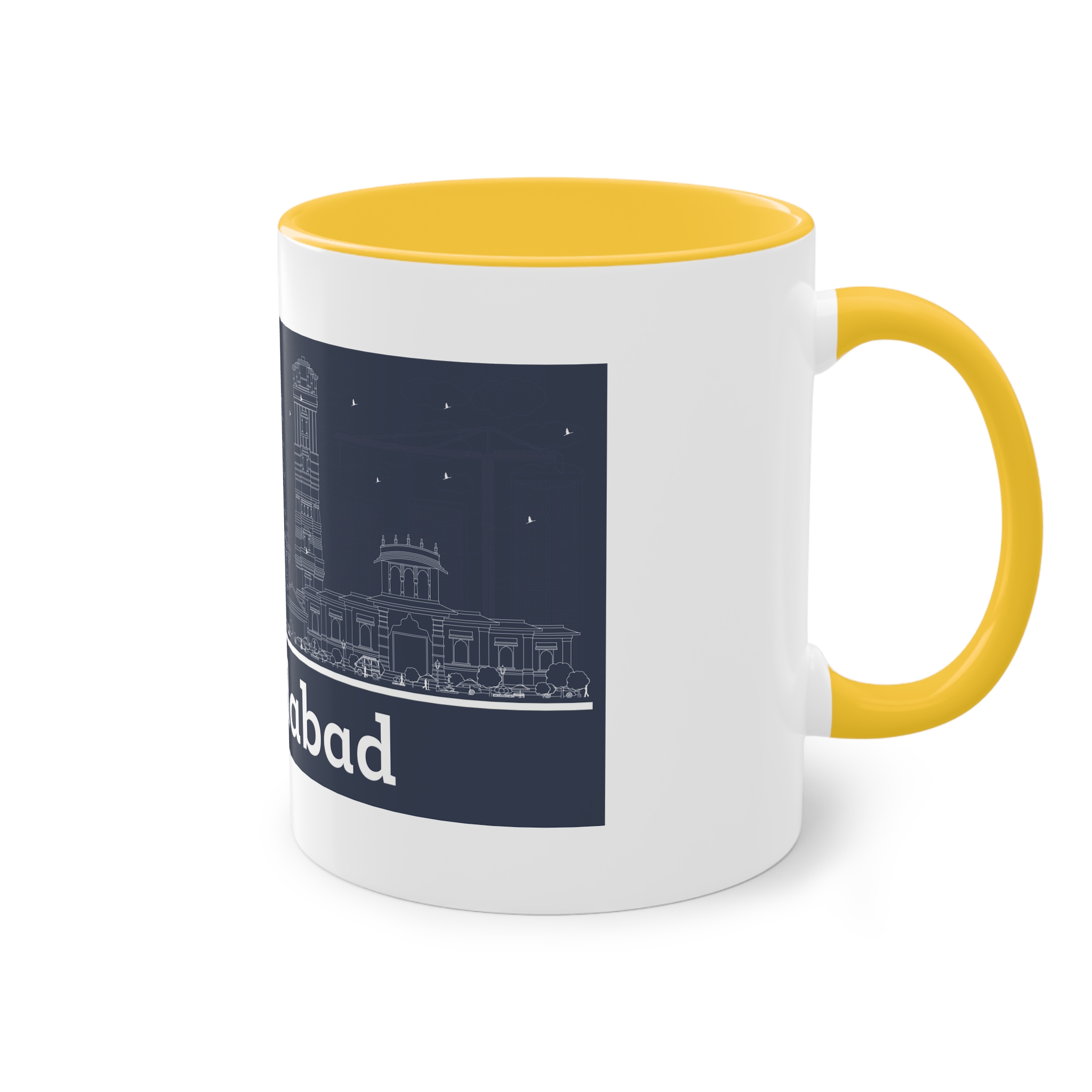 Ahmedabad Outline Inverse Two Tone Coffee Mug 11oz - Image 20