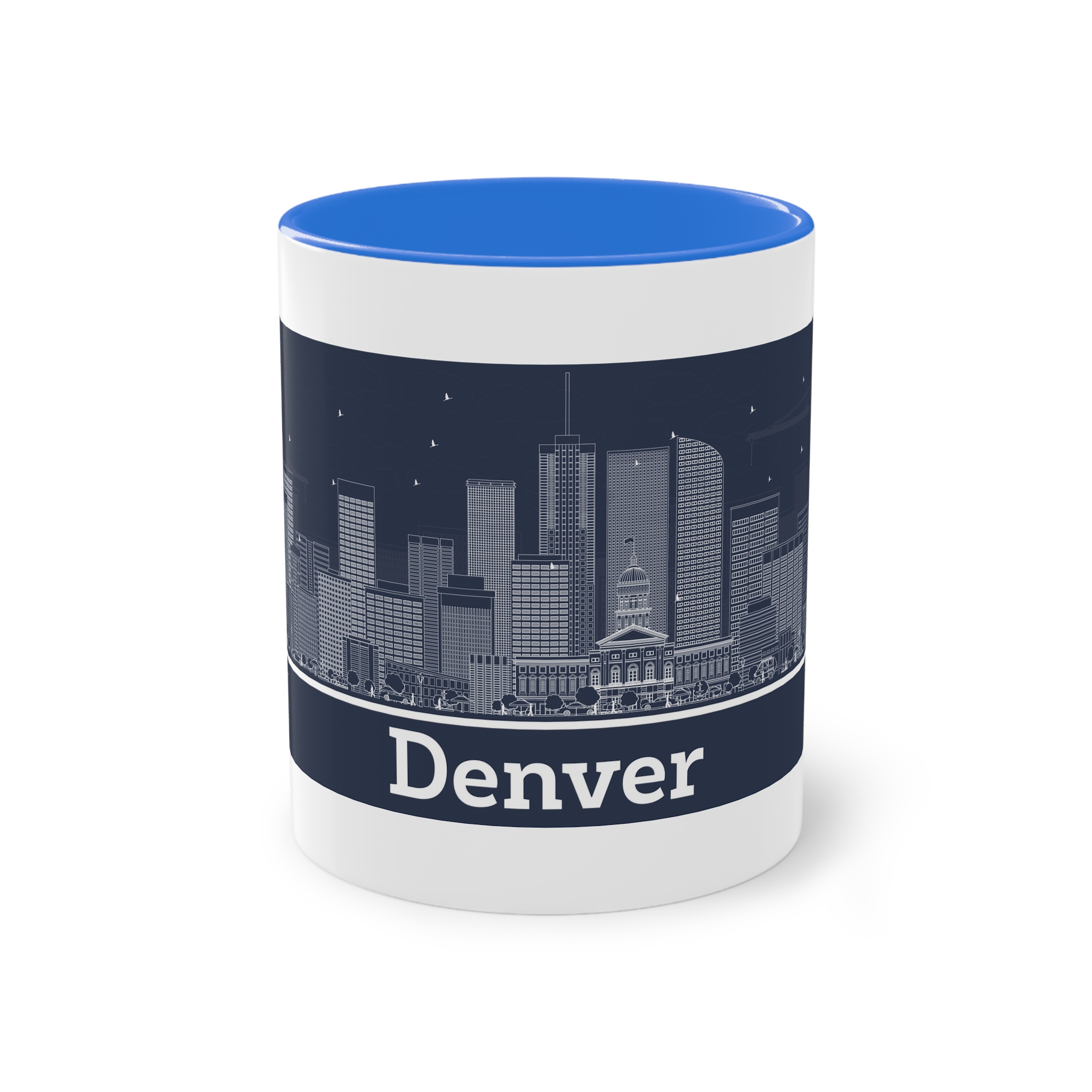 Denver Outline Inverse Two Tone Coffee Mug 11oz - Image 37