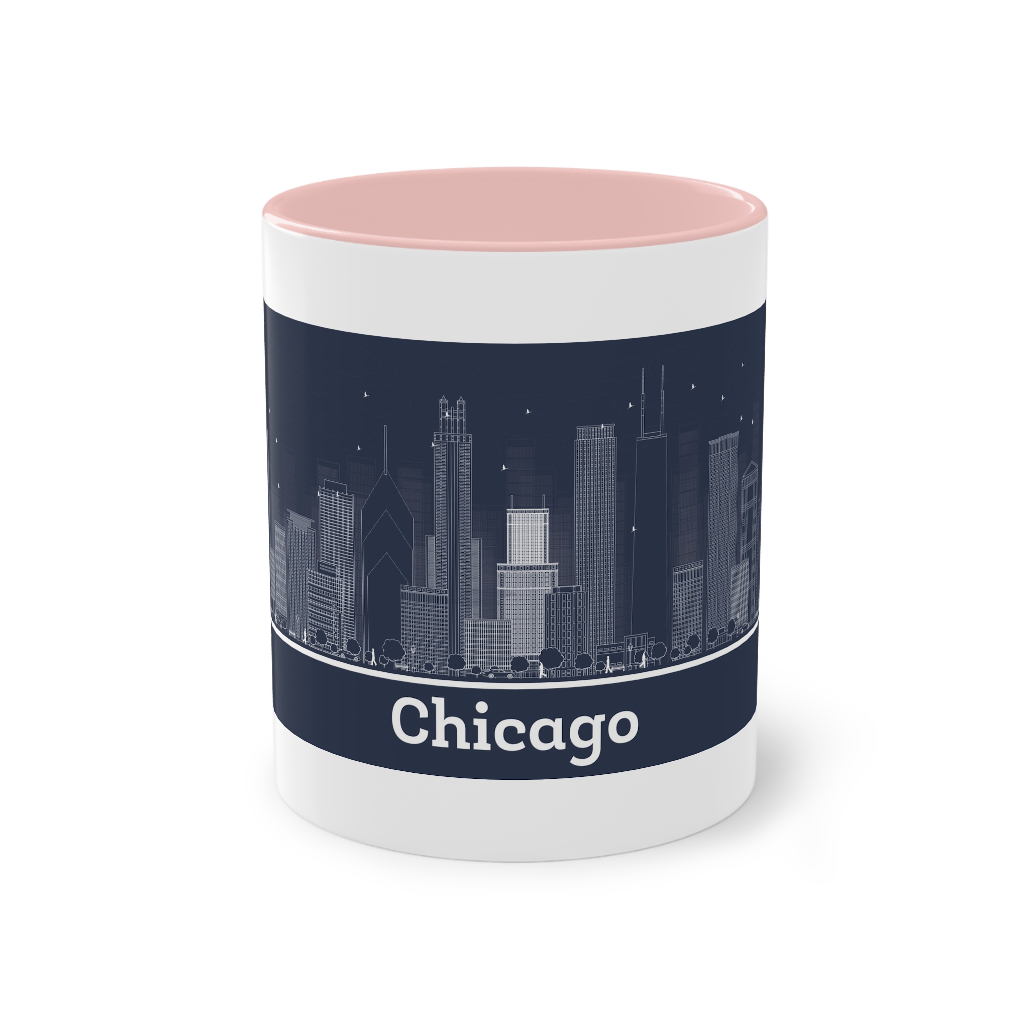 Chicago Outline Inverse Two Tone Coffee Mug 11oz - Image 45