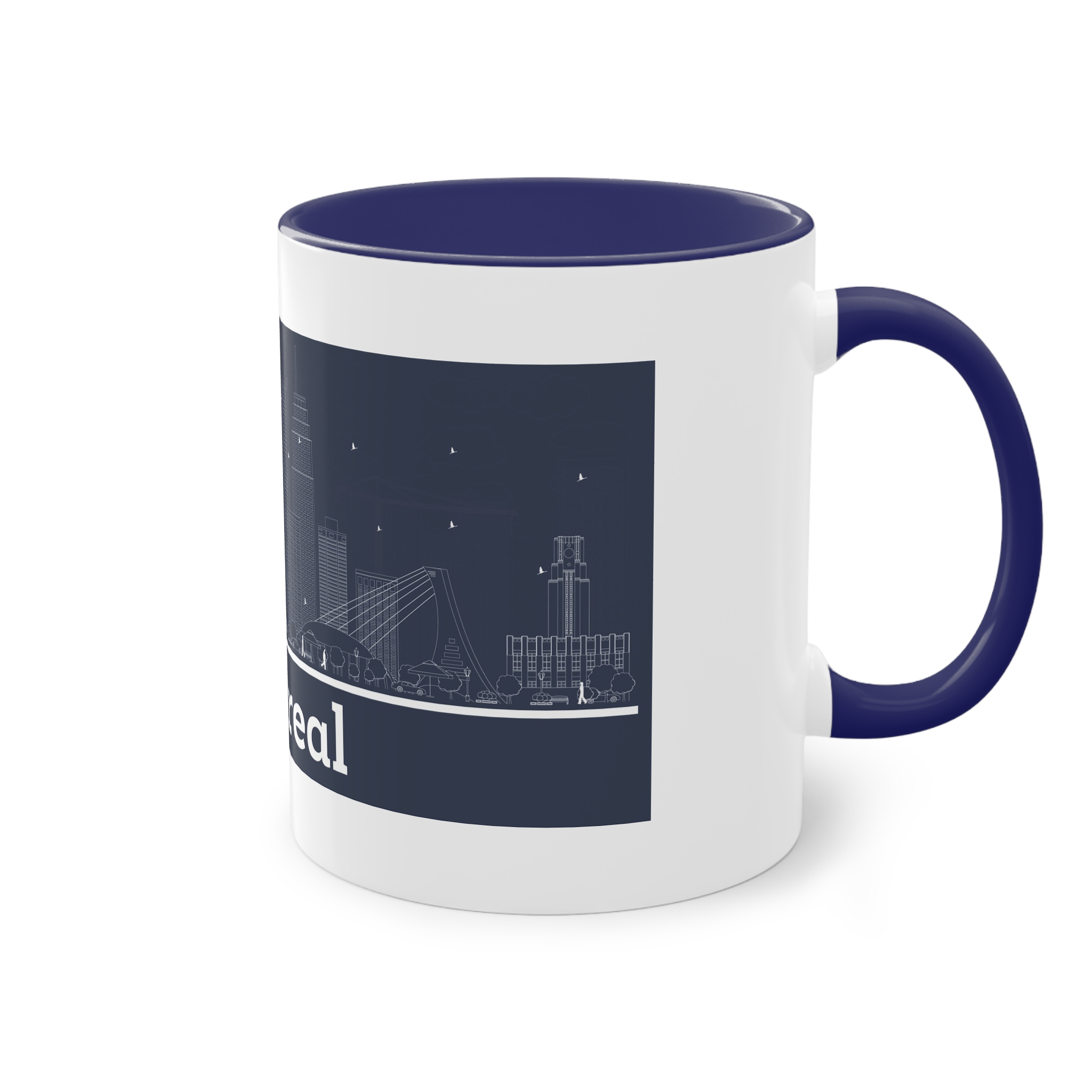 Montreal Outline Inverse Two Tone Coffee Mug 11oz - Image 44