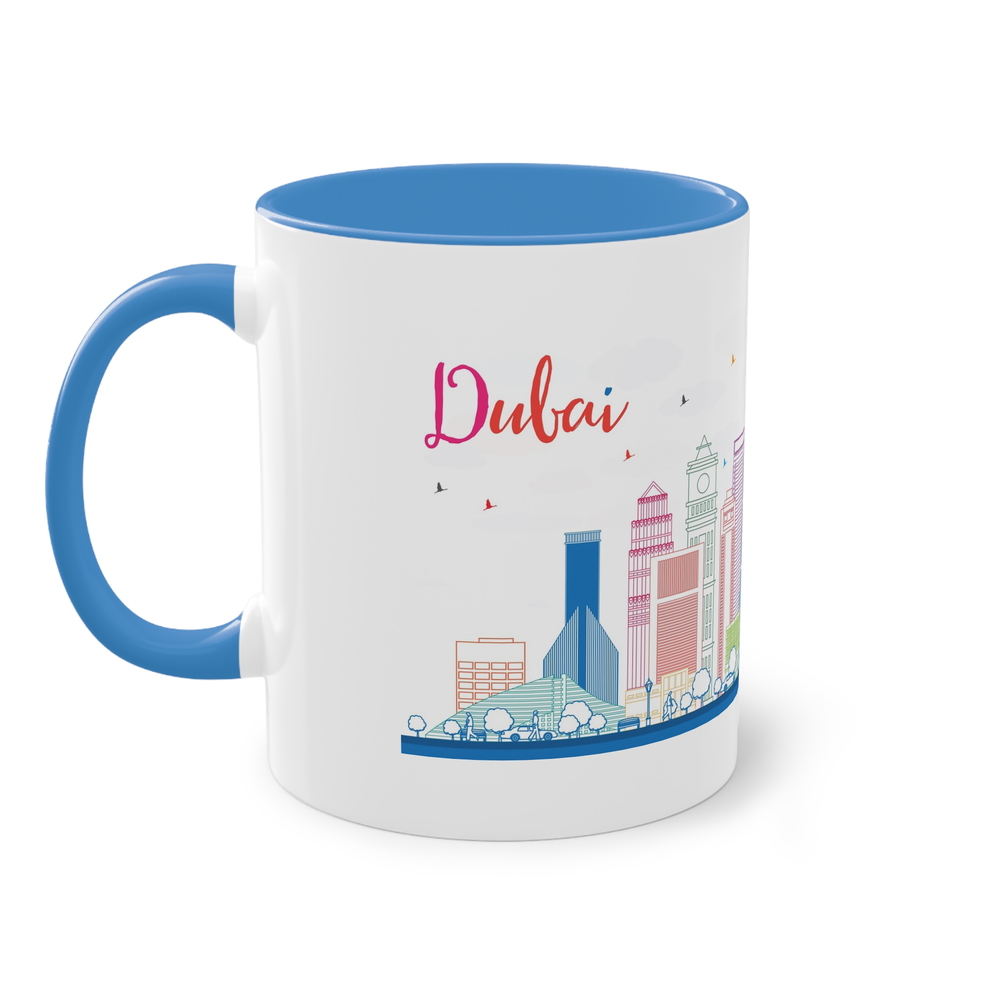 Dubai Outline Color Two Tone Coffee Mug 11oz - Image 35
