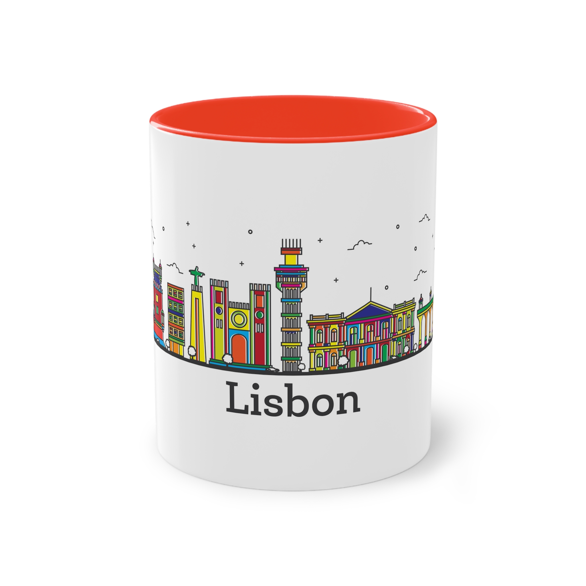 Lisbon Outline Bold Color Two Tone Coffee Mug 11oz