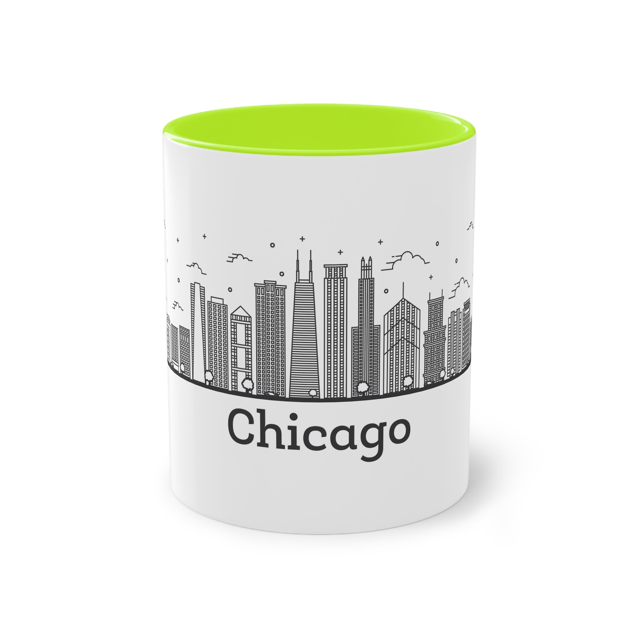 Chicago Outline Bold Two Tone Coffee Mug 11oz - Image 25