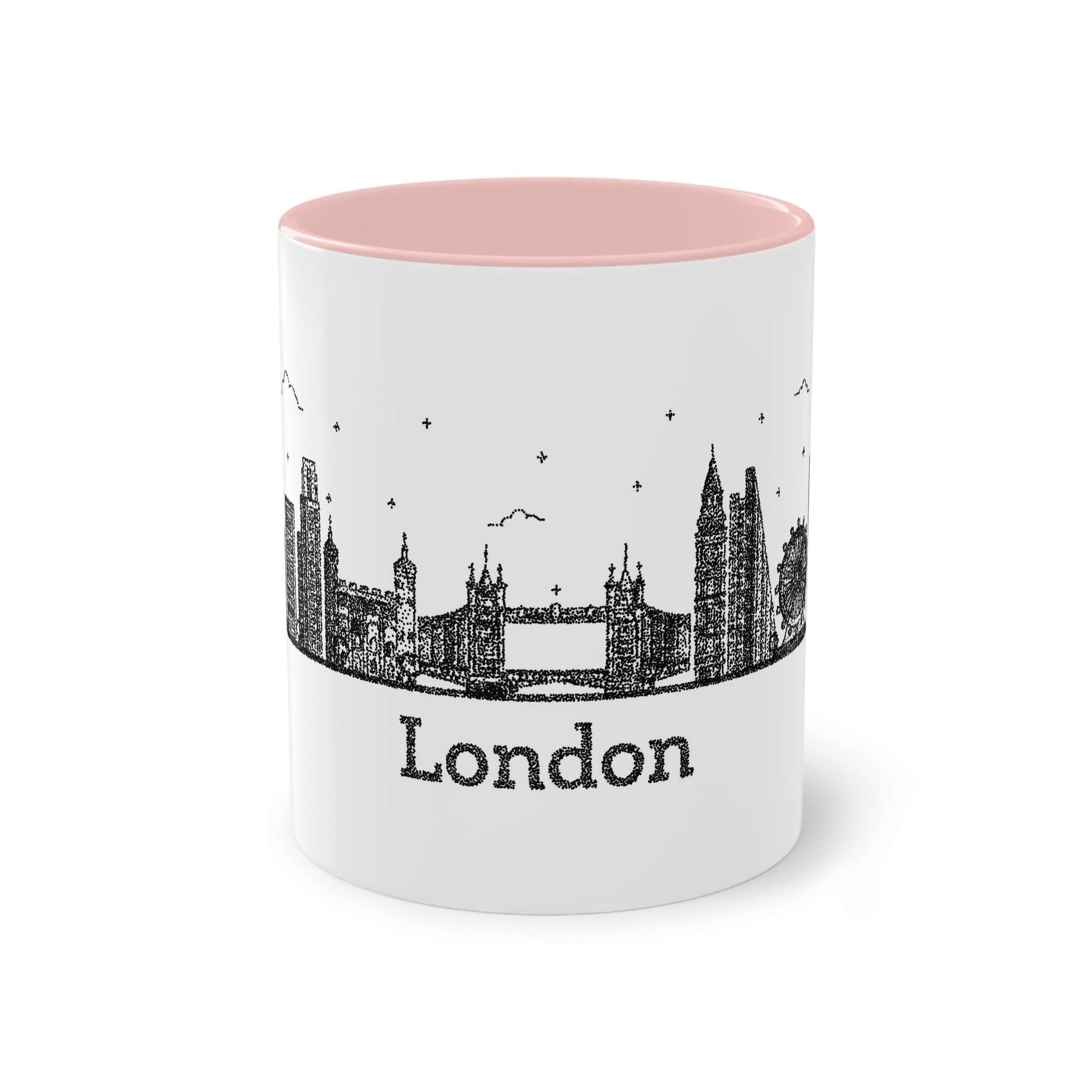 London Outline Bold Color Texture Two Tone Coffee Mug 11oz - Image 45