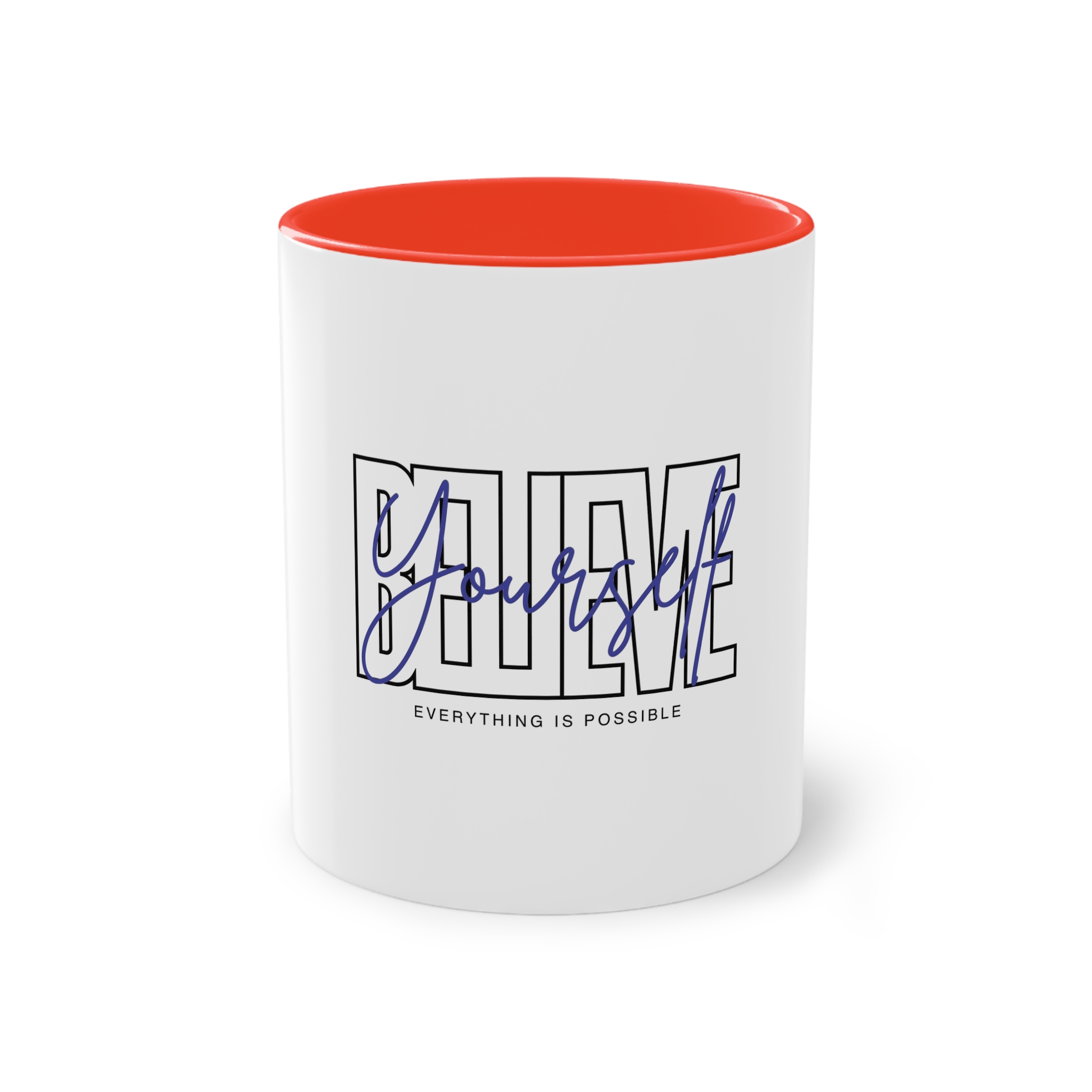 Believe Yourself Positive Affirmation Typography Two Tone Coffee Mug 11oz