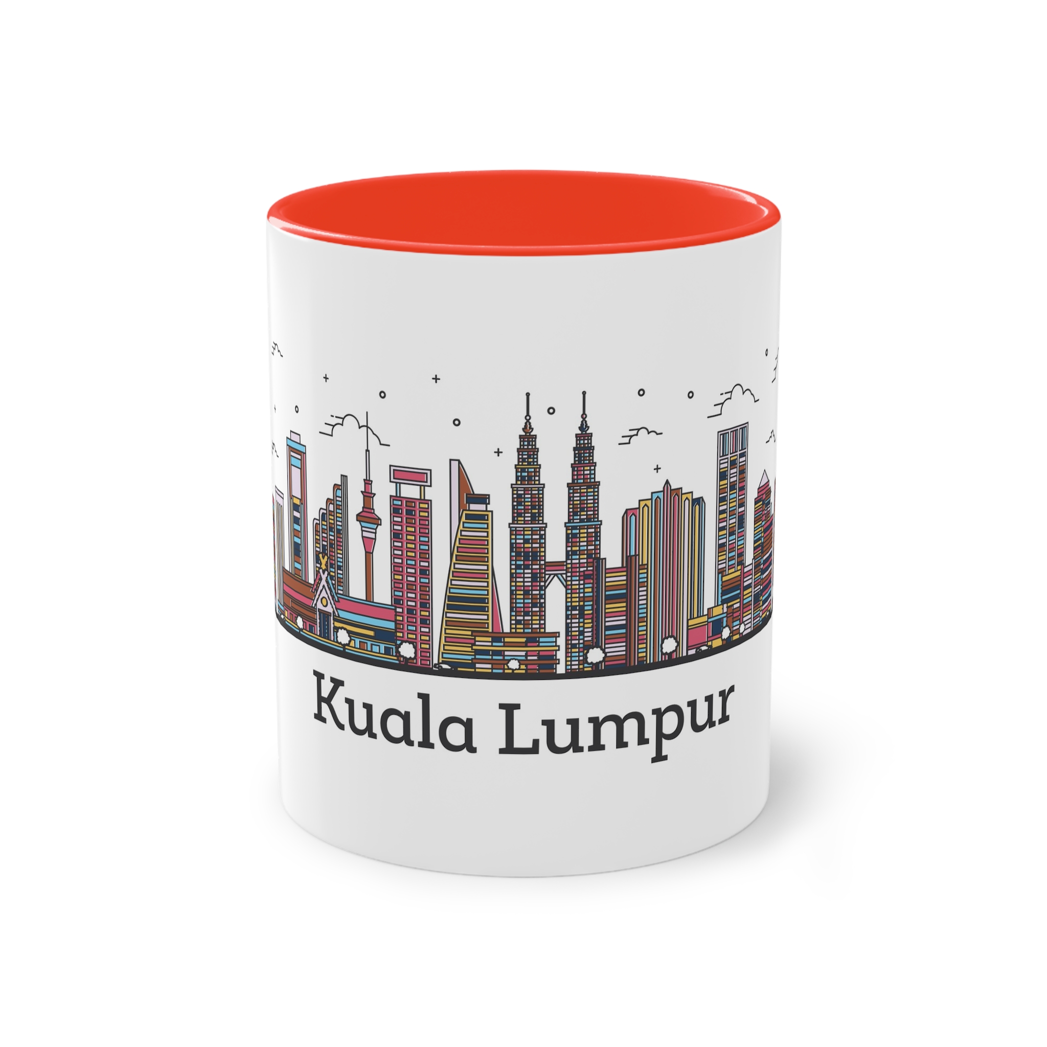 Kuala Lumpur Outline Bold Color Two Tone Coffee Mug 11oz