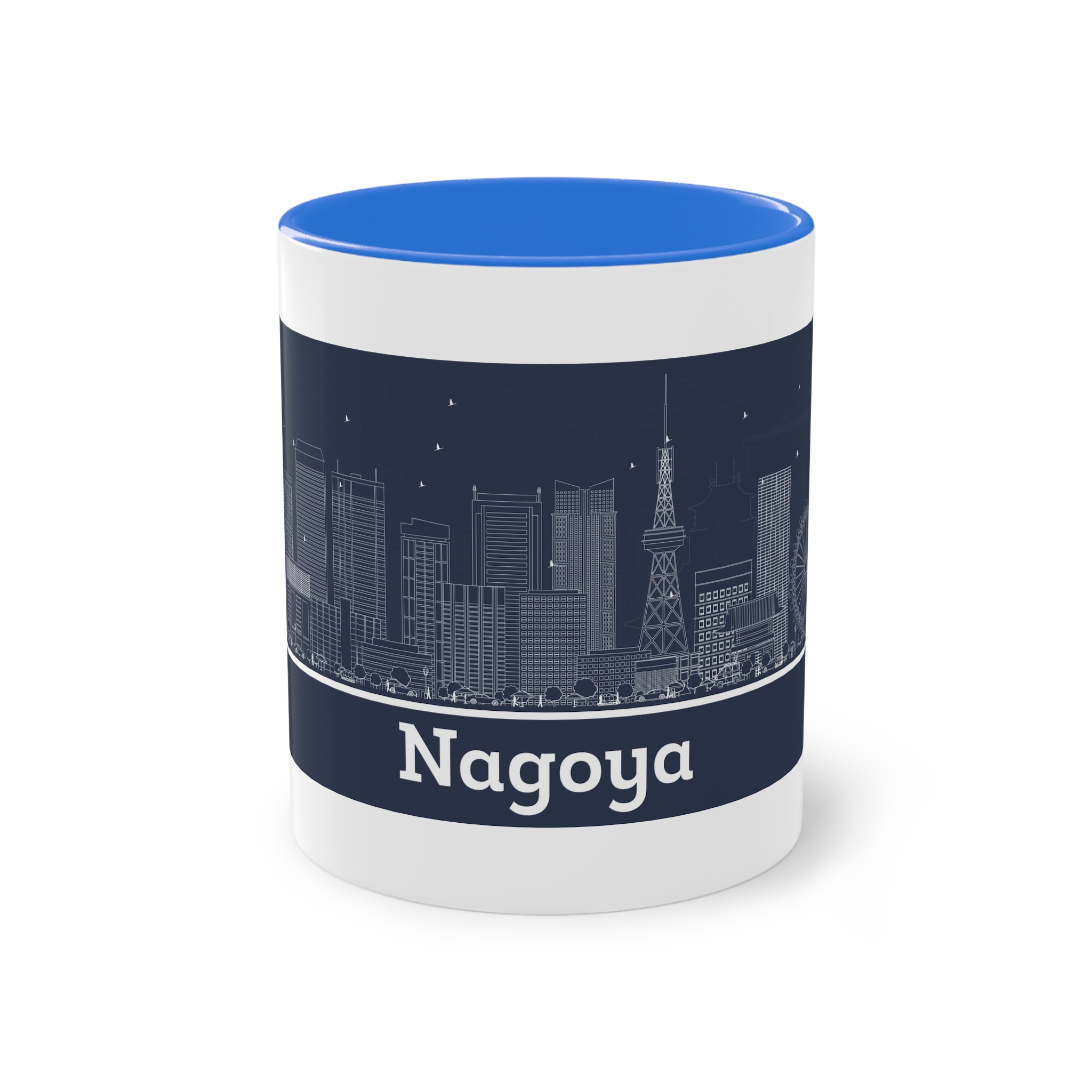 Nagoya Outline Inverse Two Tone Coffee Mug 11oz - Image 37