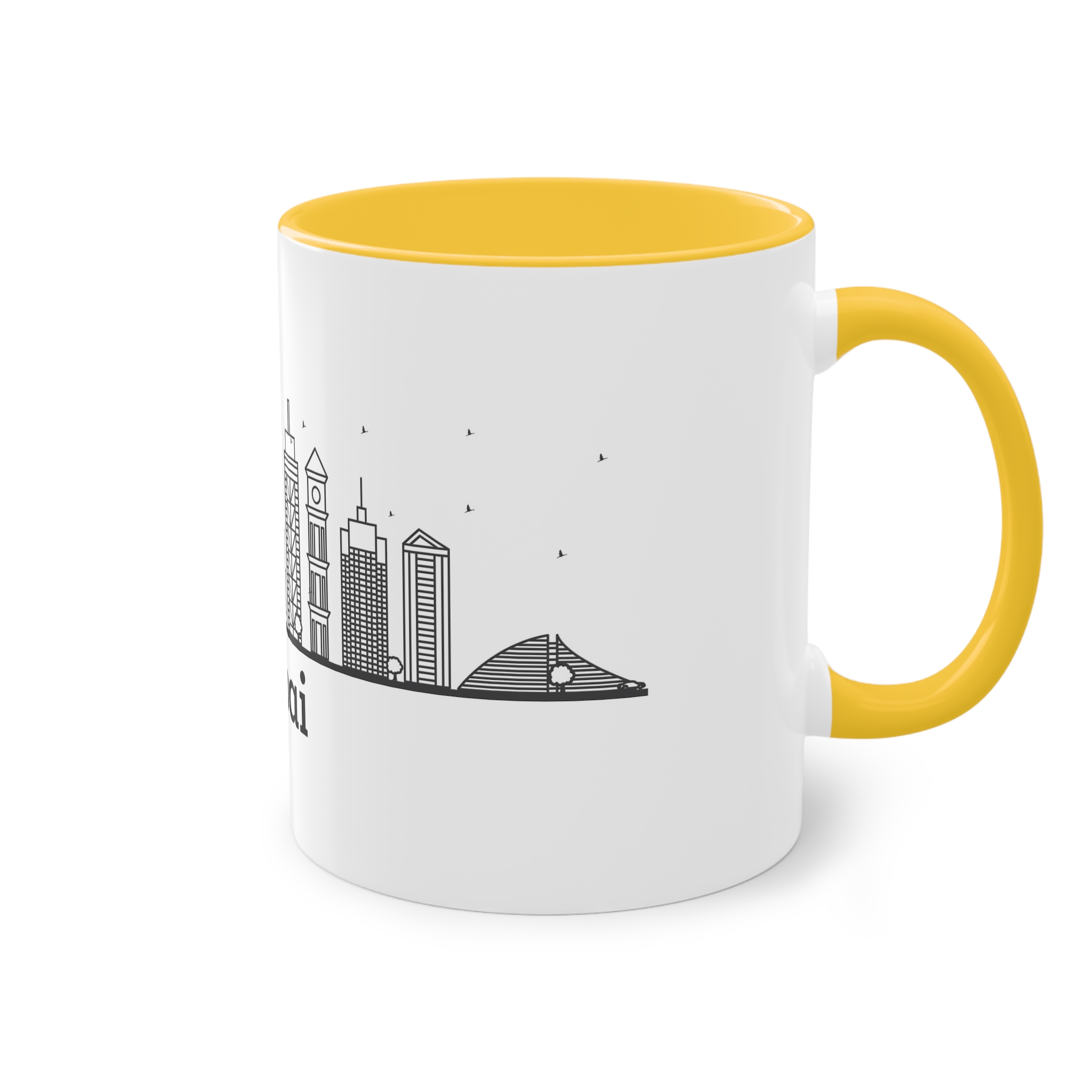 Dubai Outline Bold Two Tone Coffee Mug 11oz - Image 20