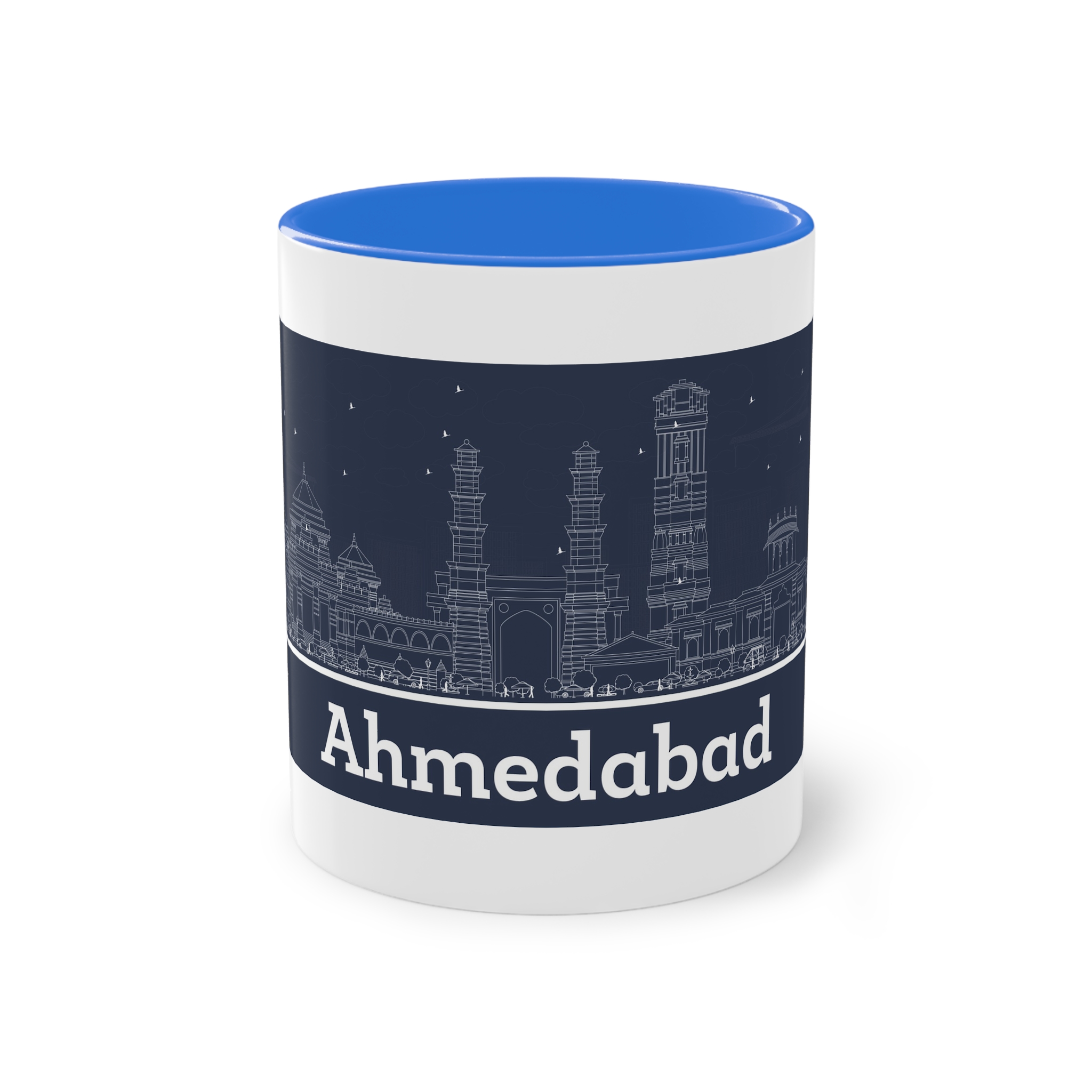 Ahmedabad Outline Inverse Two Tone Coffee Mug 11oz - Image 37
