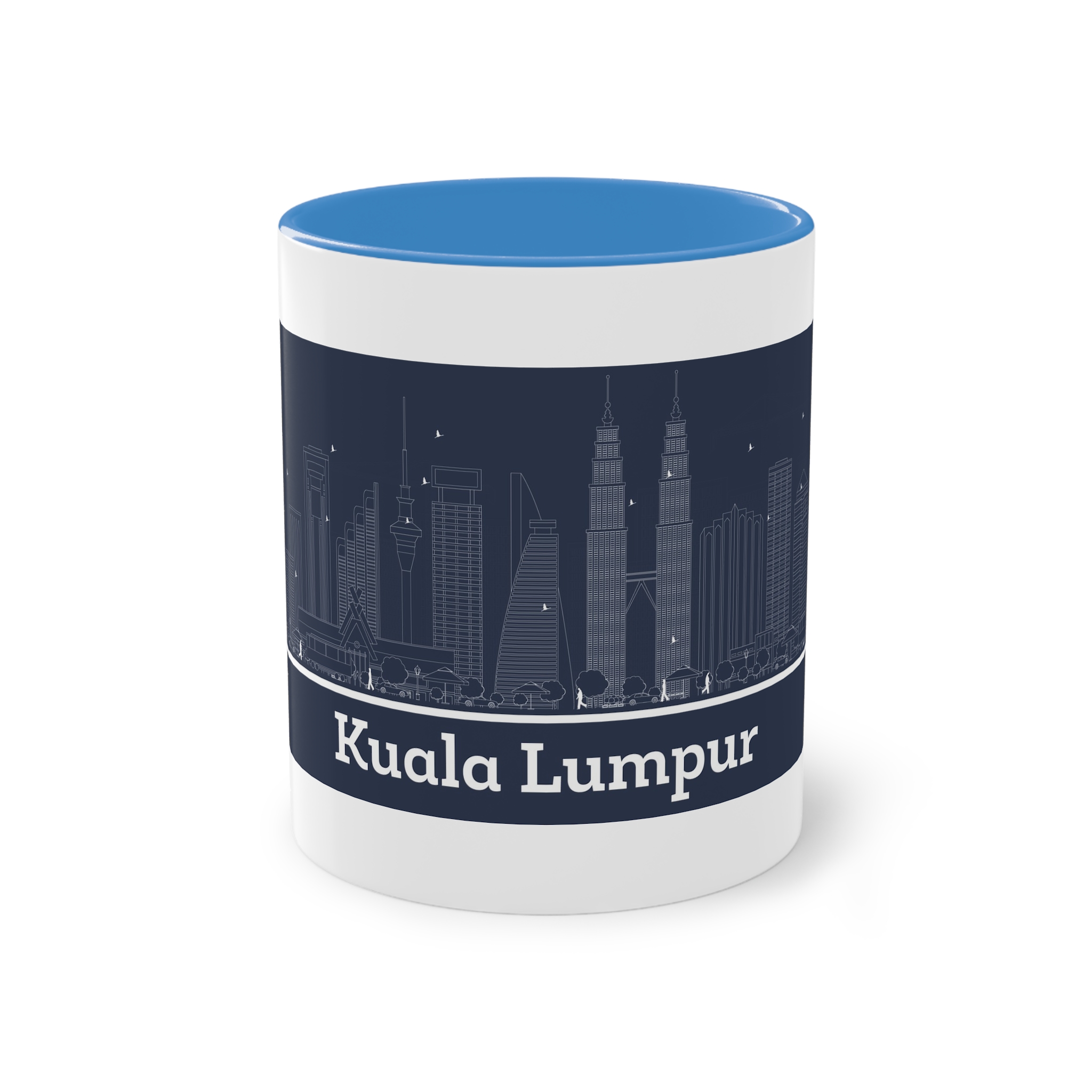 Kuala Lumpur Outline Inverse Two Tone Coffee Mug 11oz - Image 33