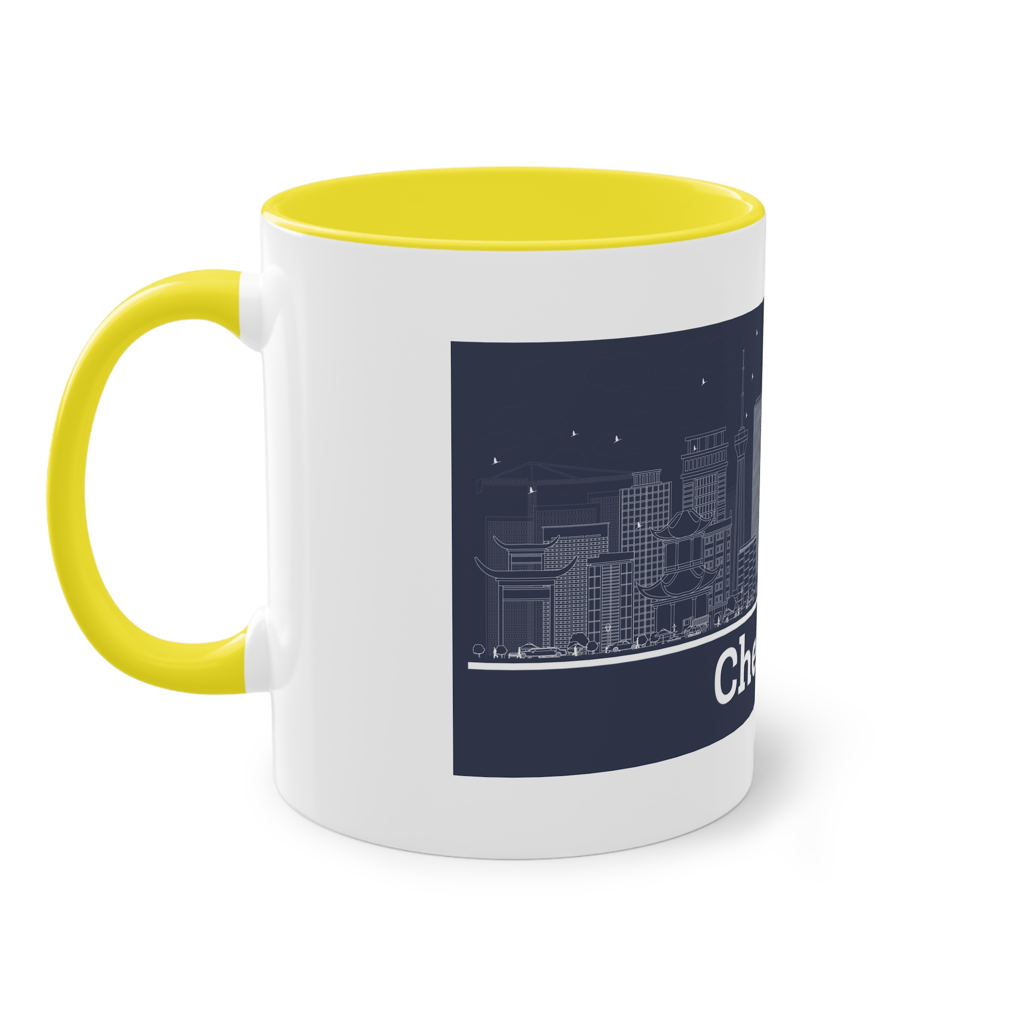 Chengdu Outline Inverse Two Tone Coffee Mug 11oz - Image 23