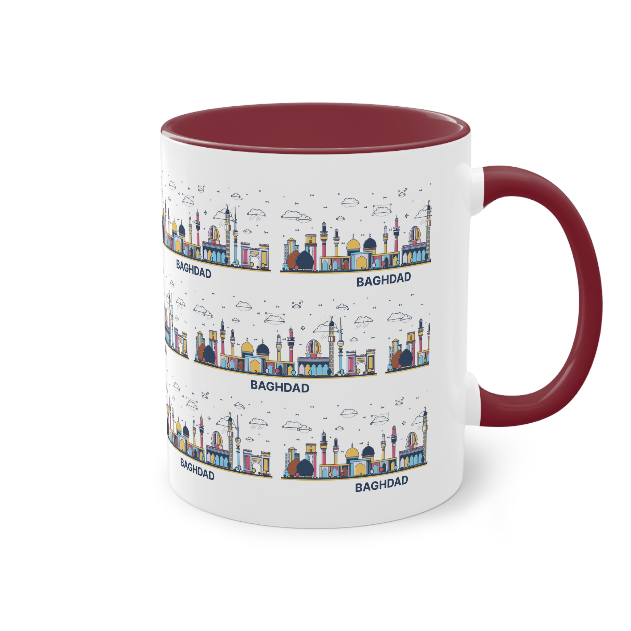 Baghdad Outline Bold Color Two Tone Coffee Mug 11oz - Image 8
