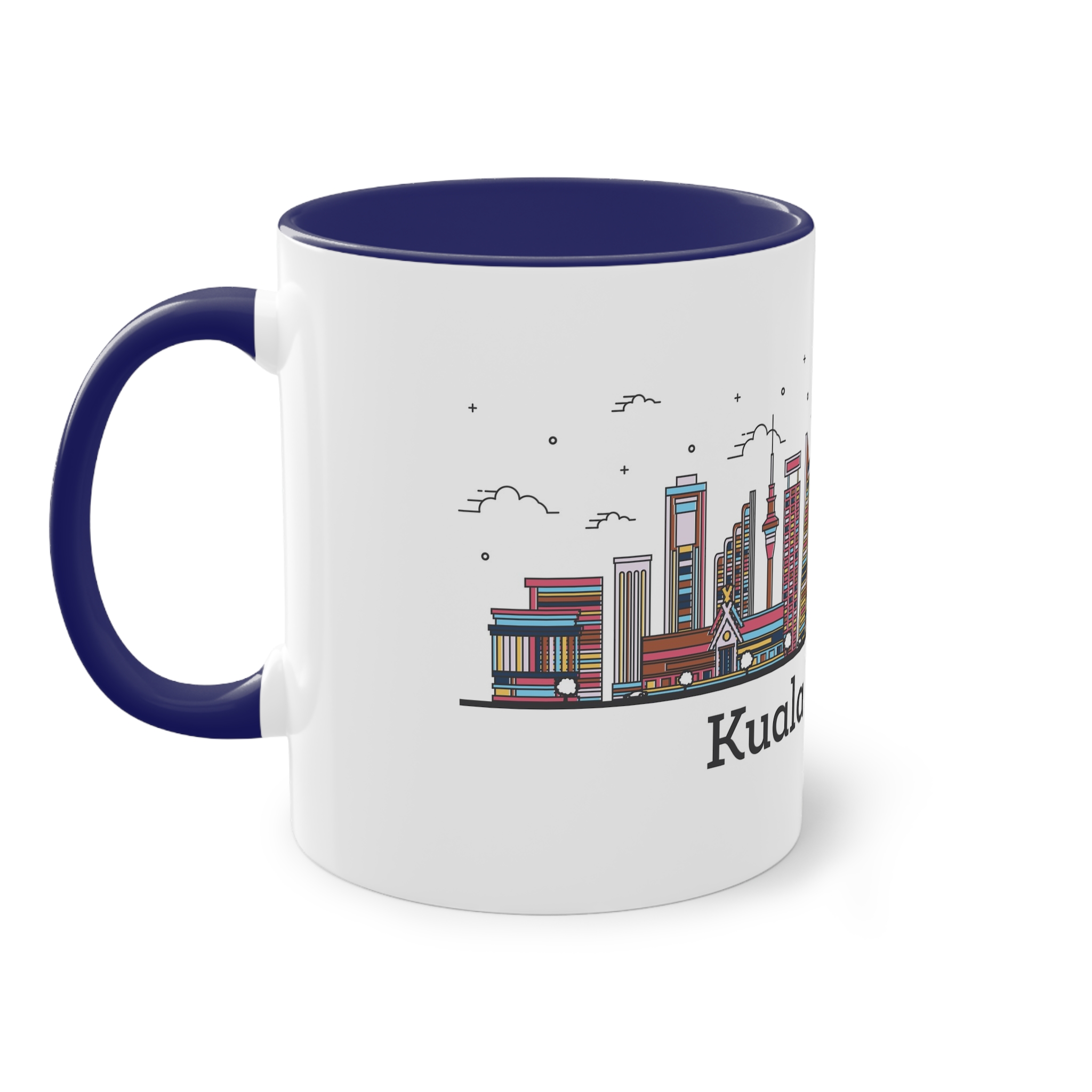 Kuala Lumpur Outline Bold Color Two Tone Coffee Mug 11oz - Image 43