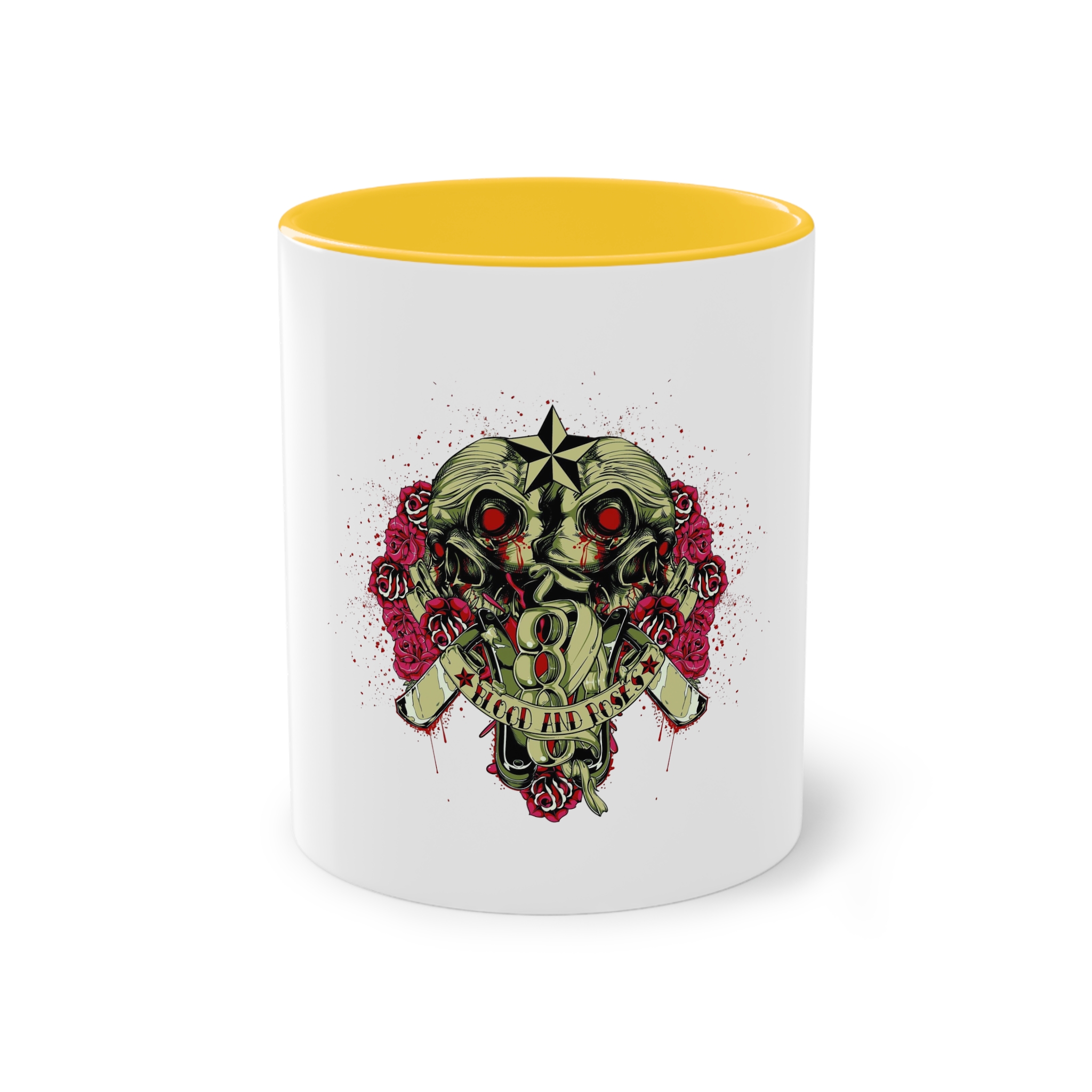 Back Back Zombie Skulls With Blades Knuckle Duster Two Tone Coffee Mug 11oz - Image 17