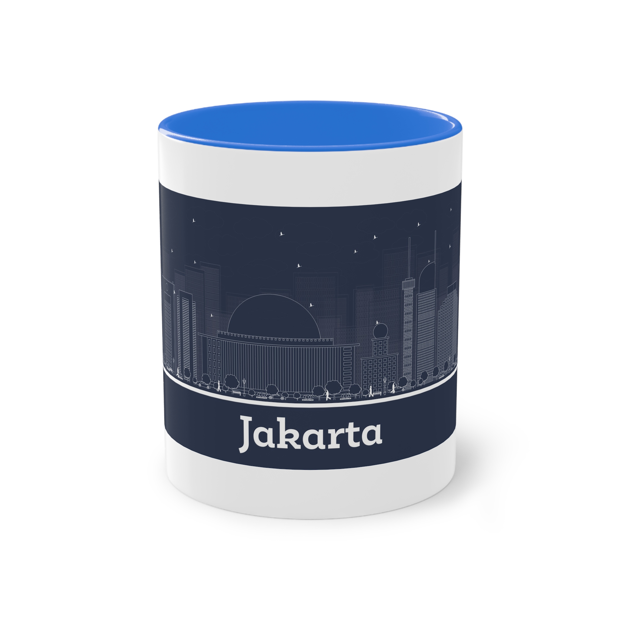Jakarta Outline Inverse Two Tone Coffee Mug 11oz - Image 37