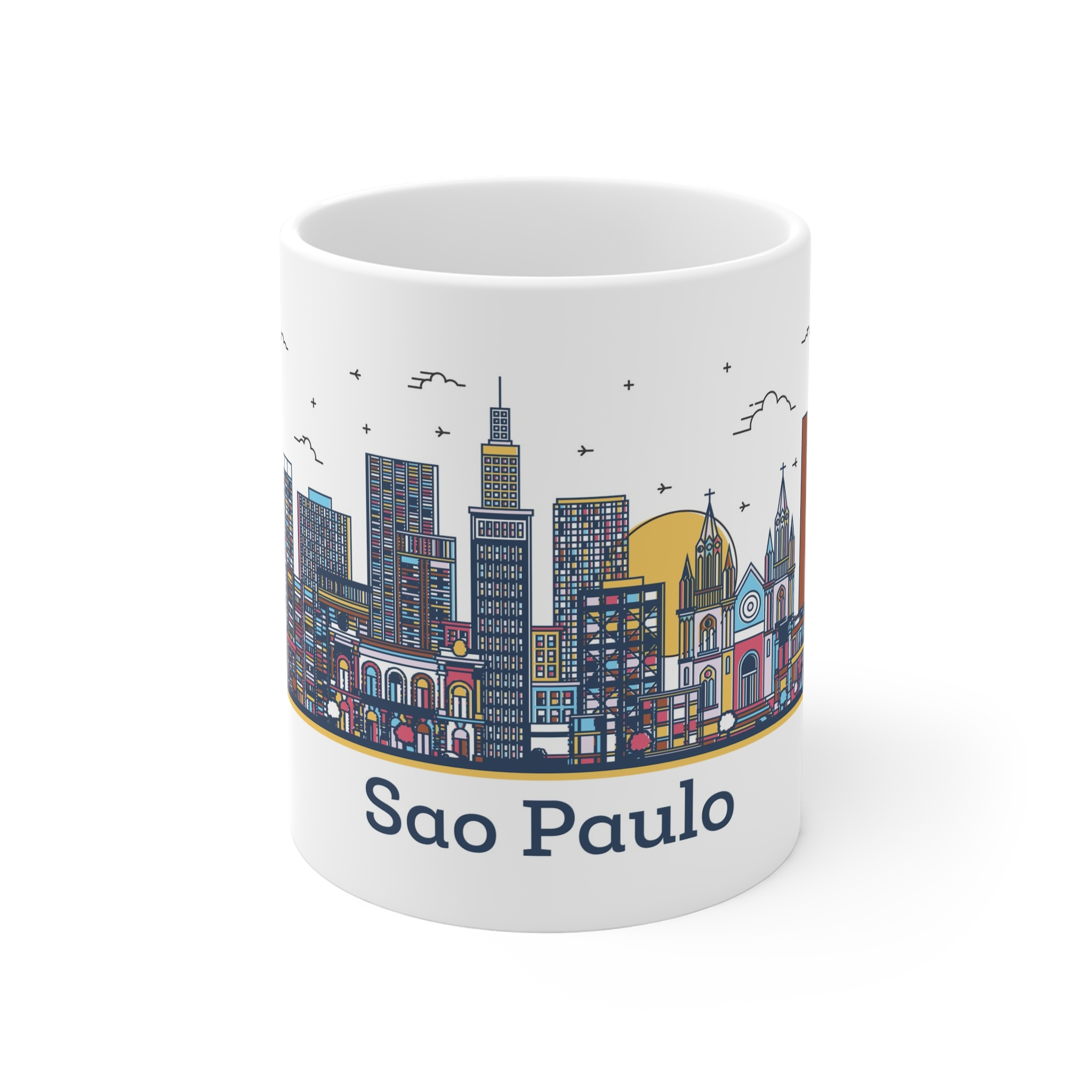 Sao Paulo Outline Bold Color 11oz White Mug