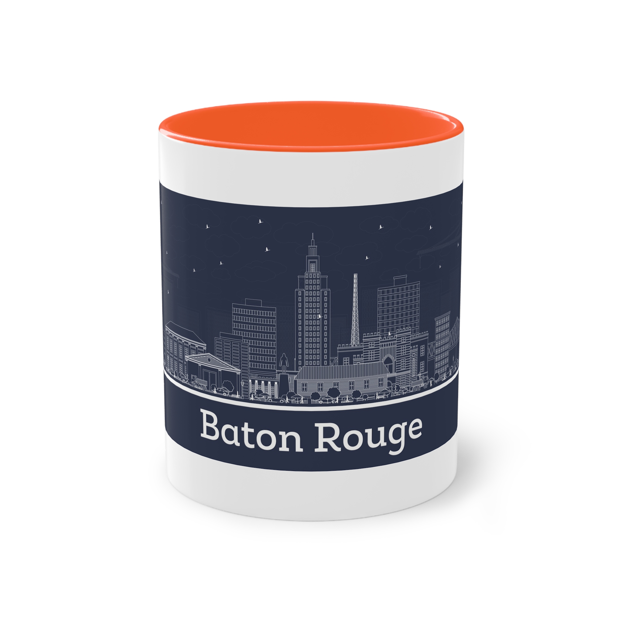 Baton Rouge Outline Inverse Two Tone Coffee Mug 11oz - Image 13