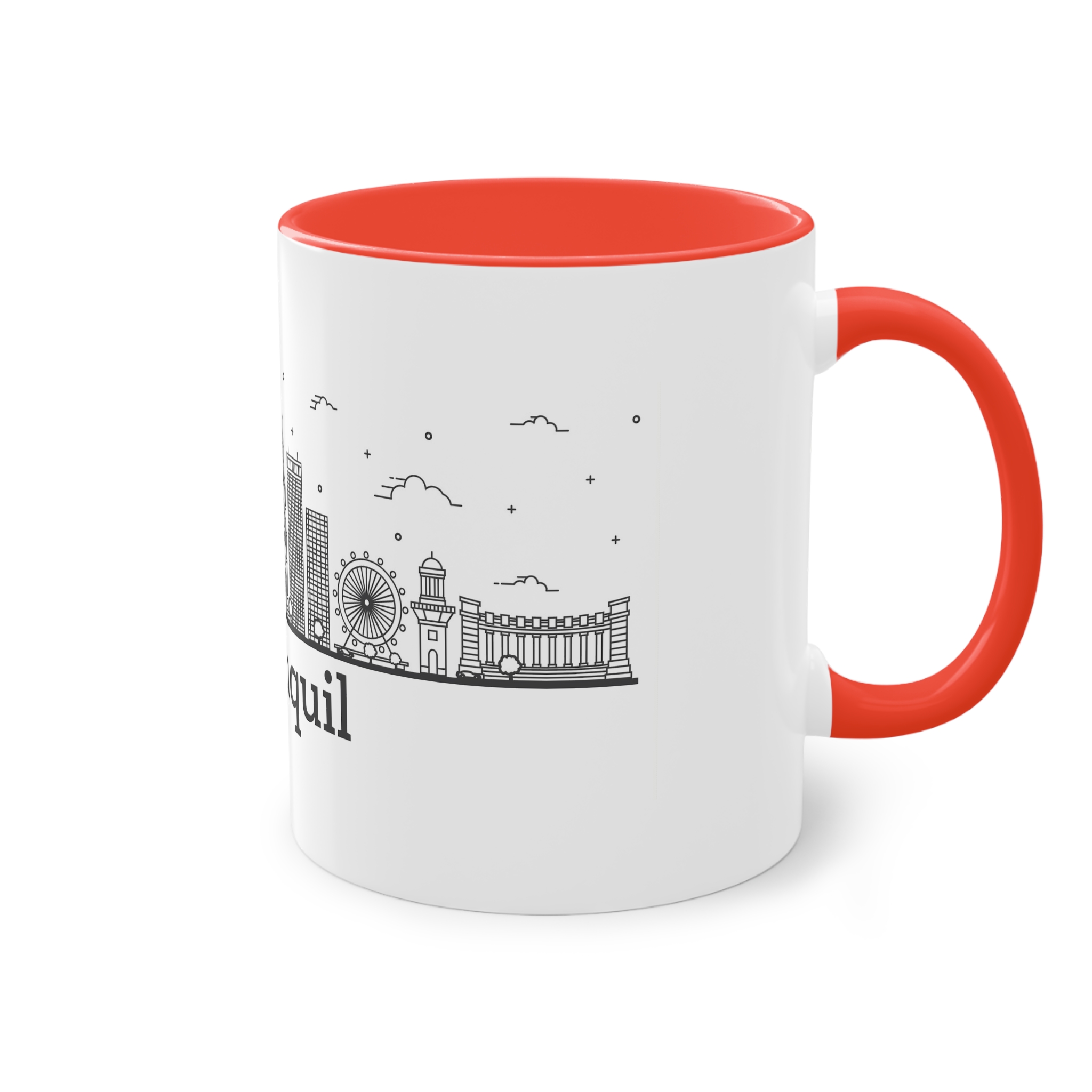 Guayaquil Outline Bold Two Tone Coffee Mug 11oz - Image 4