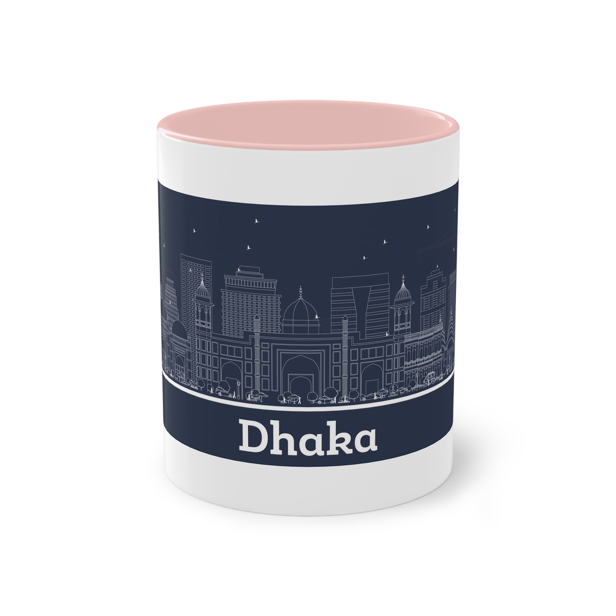 Dhaka Outline Inverse Two Tone Coffee Mug 11oz - Image 45