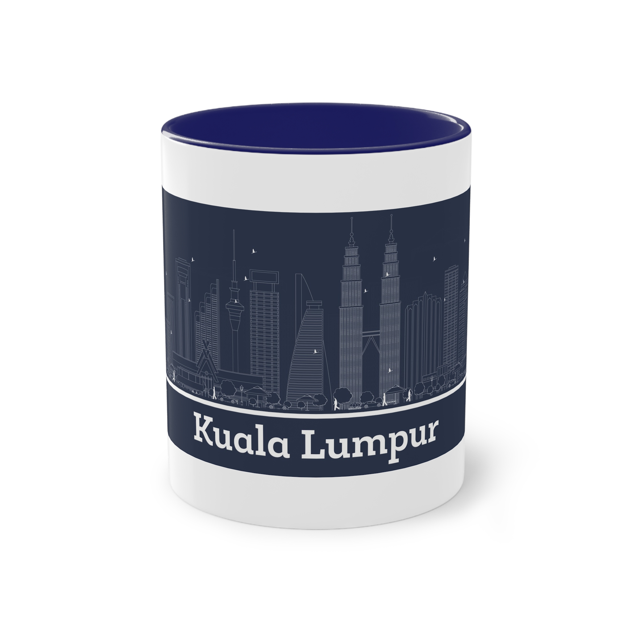 Kuala Lumpur Outline Inverse Two Tone Coffee Mug 11oz - Image 41