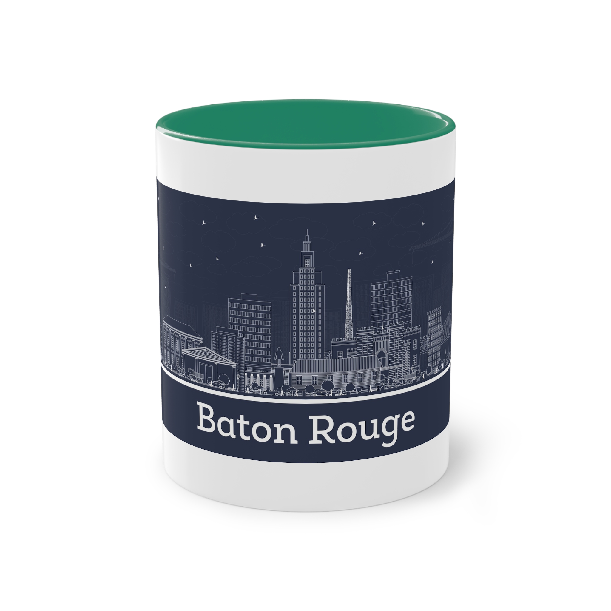 Baton Rouge Outline Inverse Two Tone Coffee Mug 11oz - Image 29