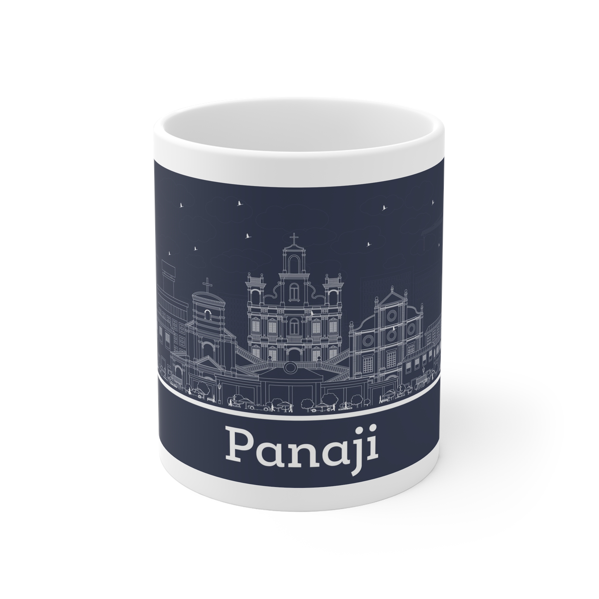 Panaji Outline Inverse 11oz White Mug
