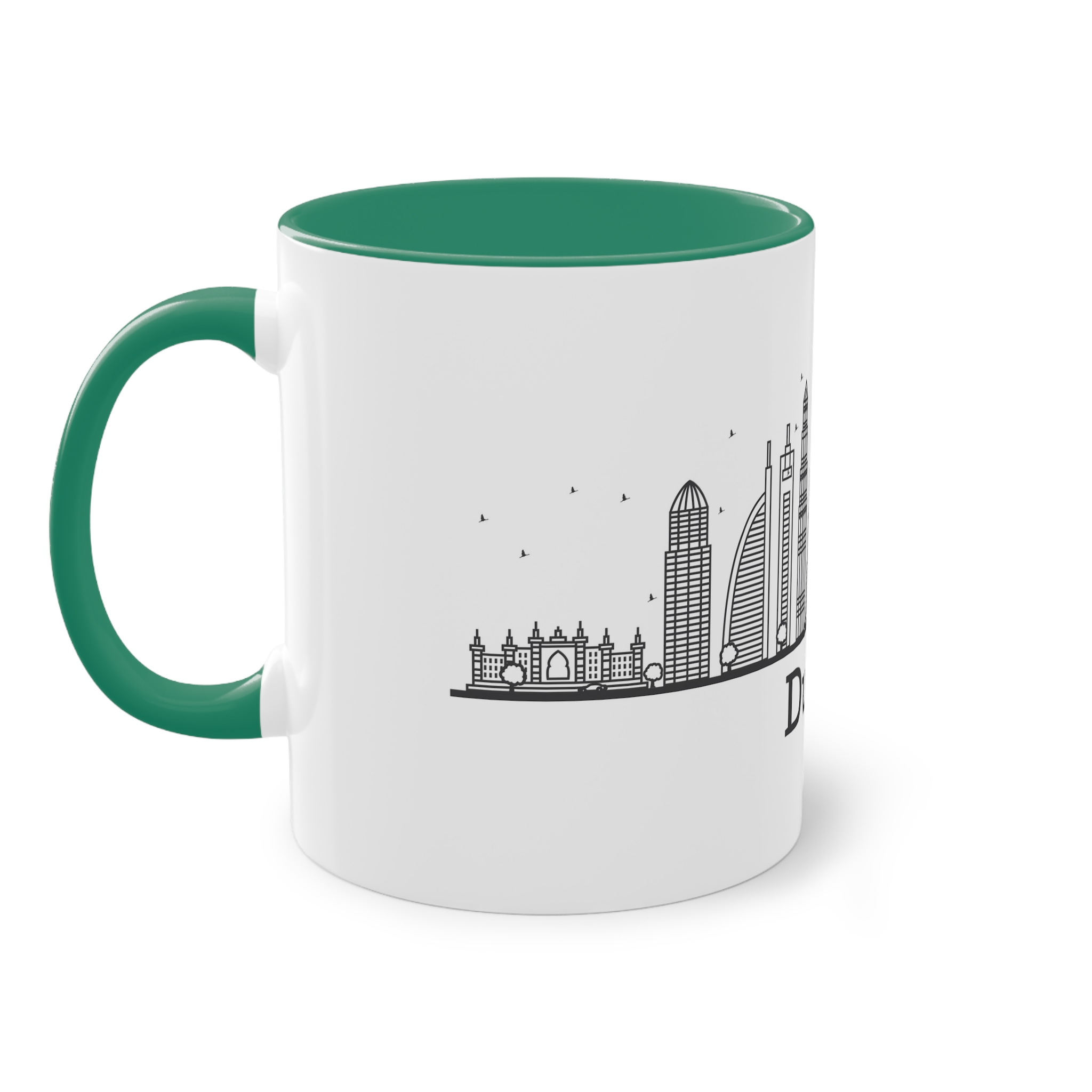 Dubai Outline Bold Two Tone Coffee Mug 11oz - Image 31