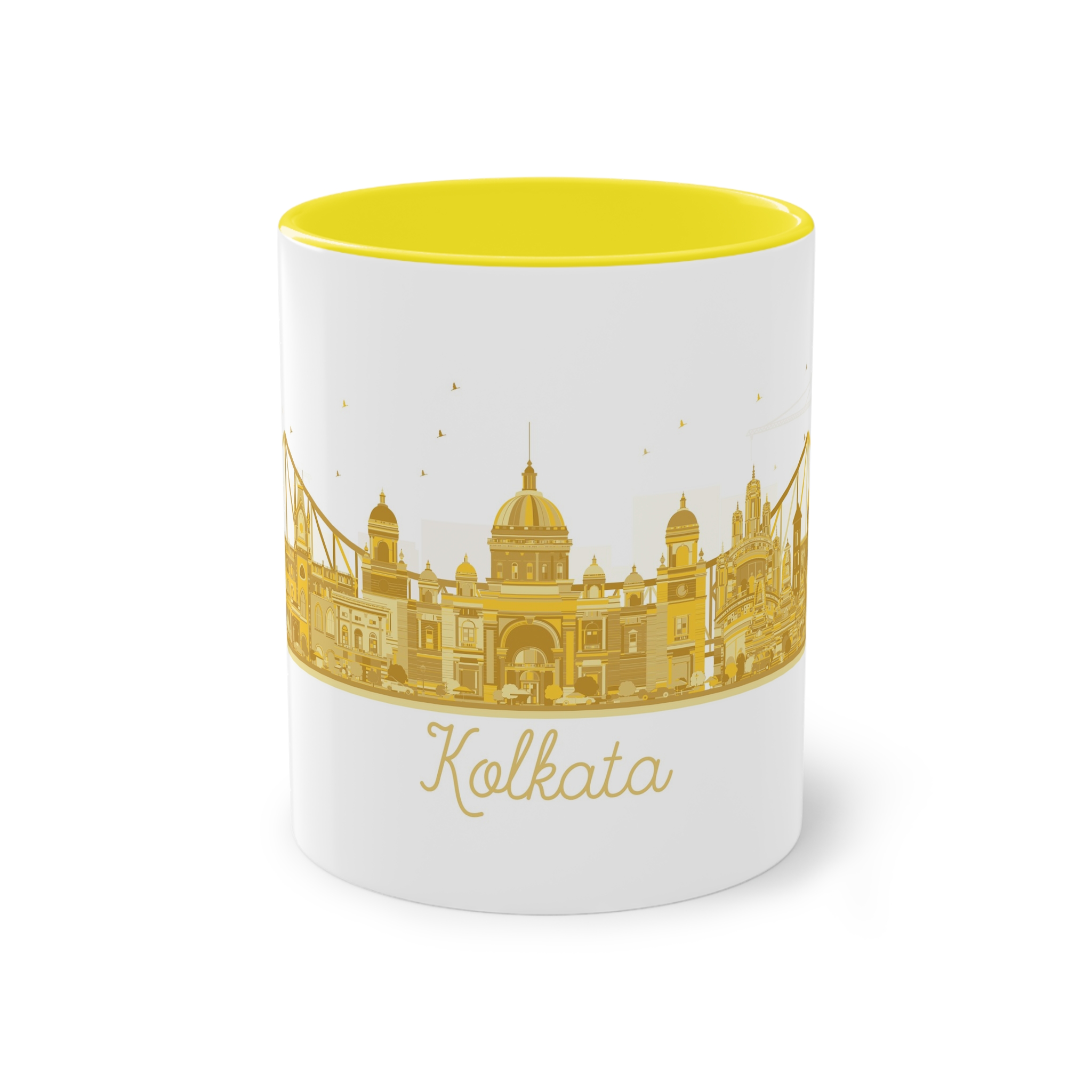 Kolkata Silhouette Golden 1 Two Tone Coffee Mug 11oz - Image 21