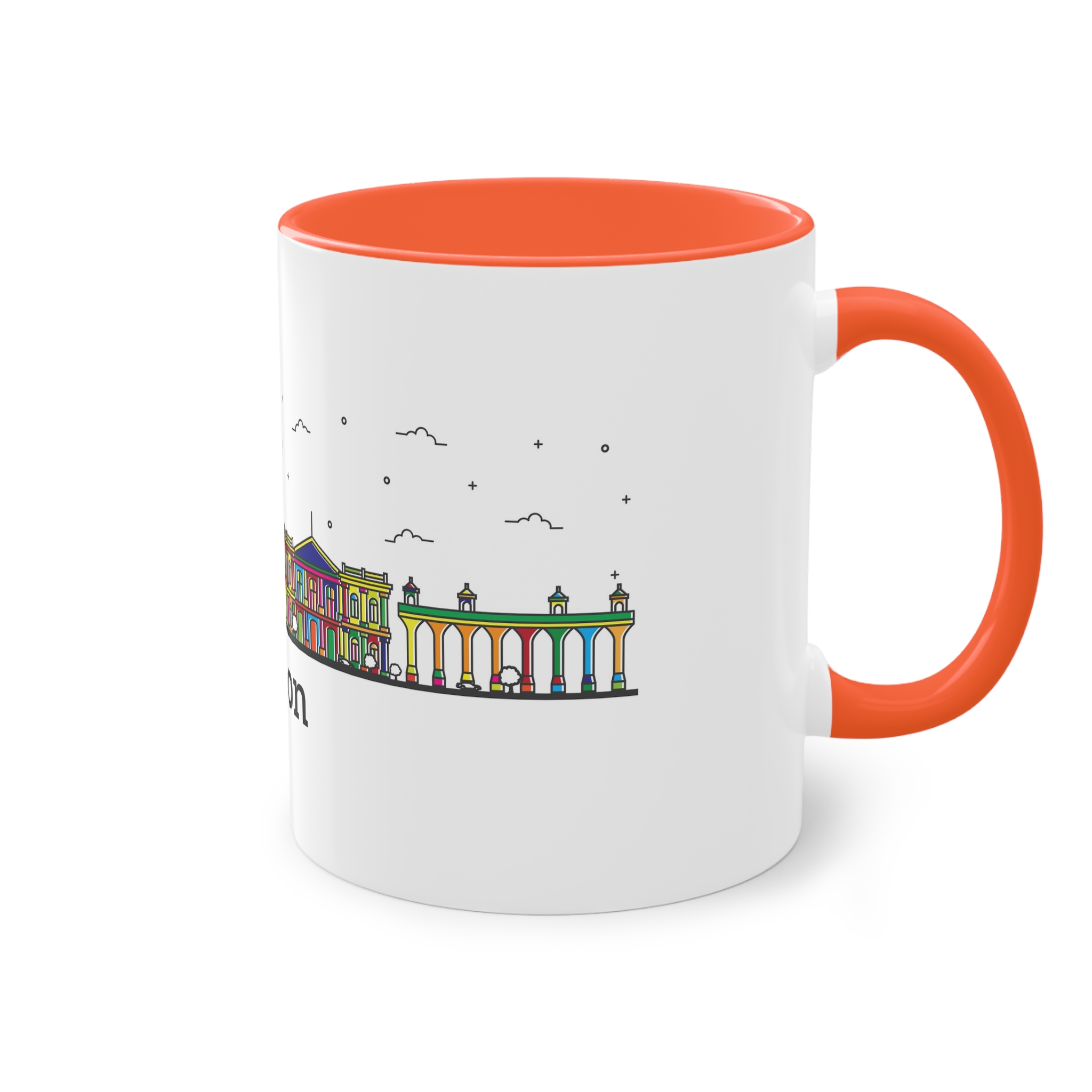 Lisbon Outline Bold Color Two Tone Coffee Mug 11oz - Image 16