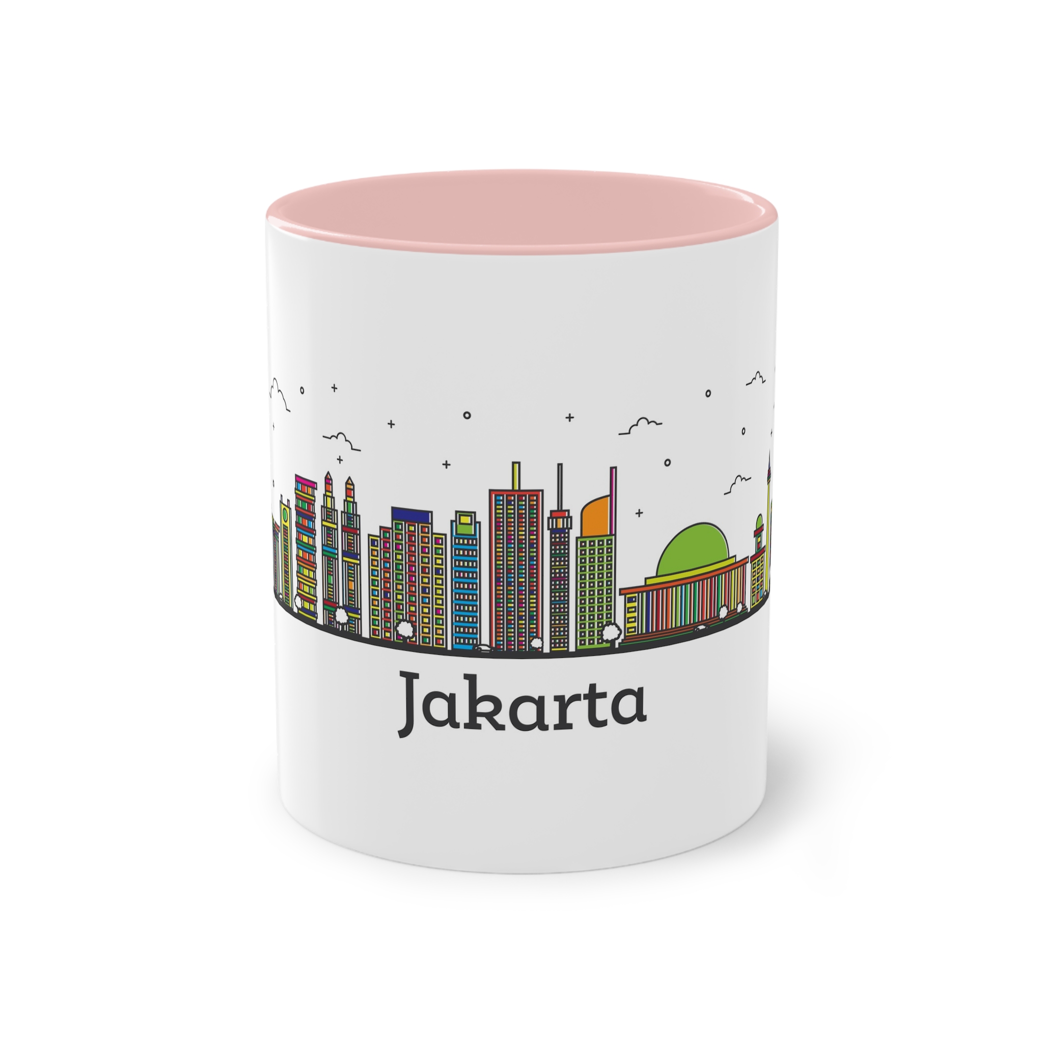Jakarta Outline Bold Color Two Tone Coffee Mug 11oz - Image 45