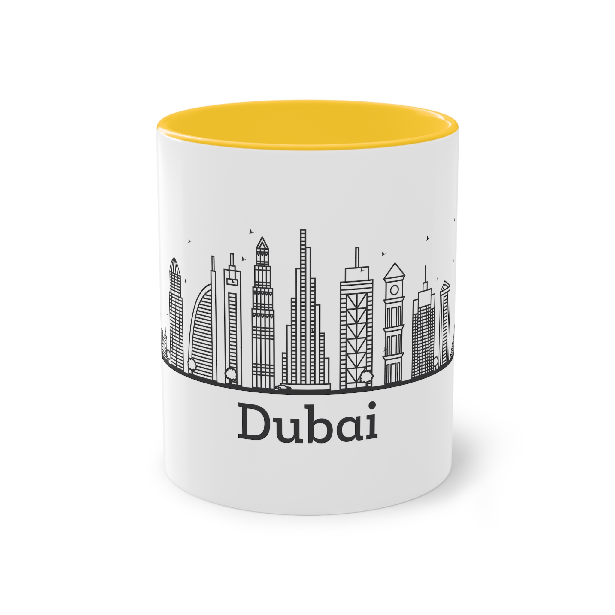 Dubai Outline Bold Two Tone Coffee Mug 11oz - Image 17