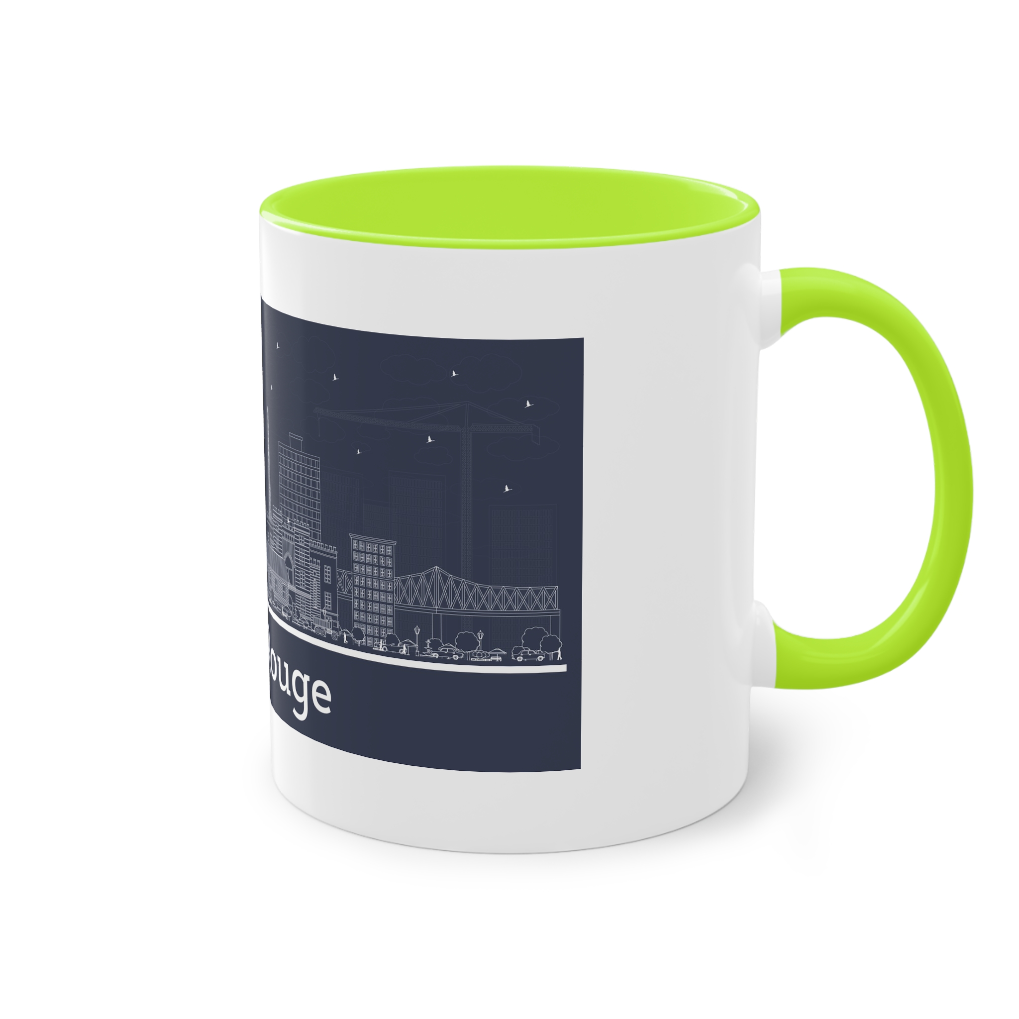Baton Rouge Outline Inverse Two Tone Coffee Mug 11oz - Image 28
