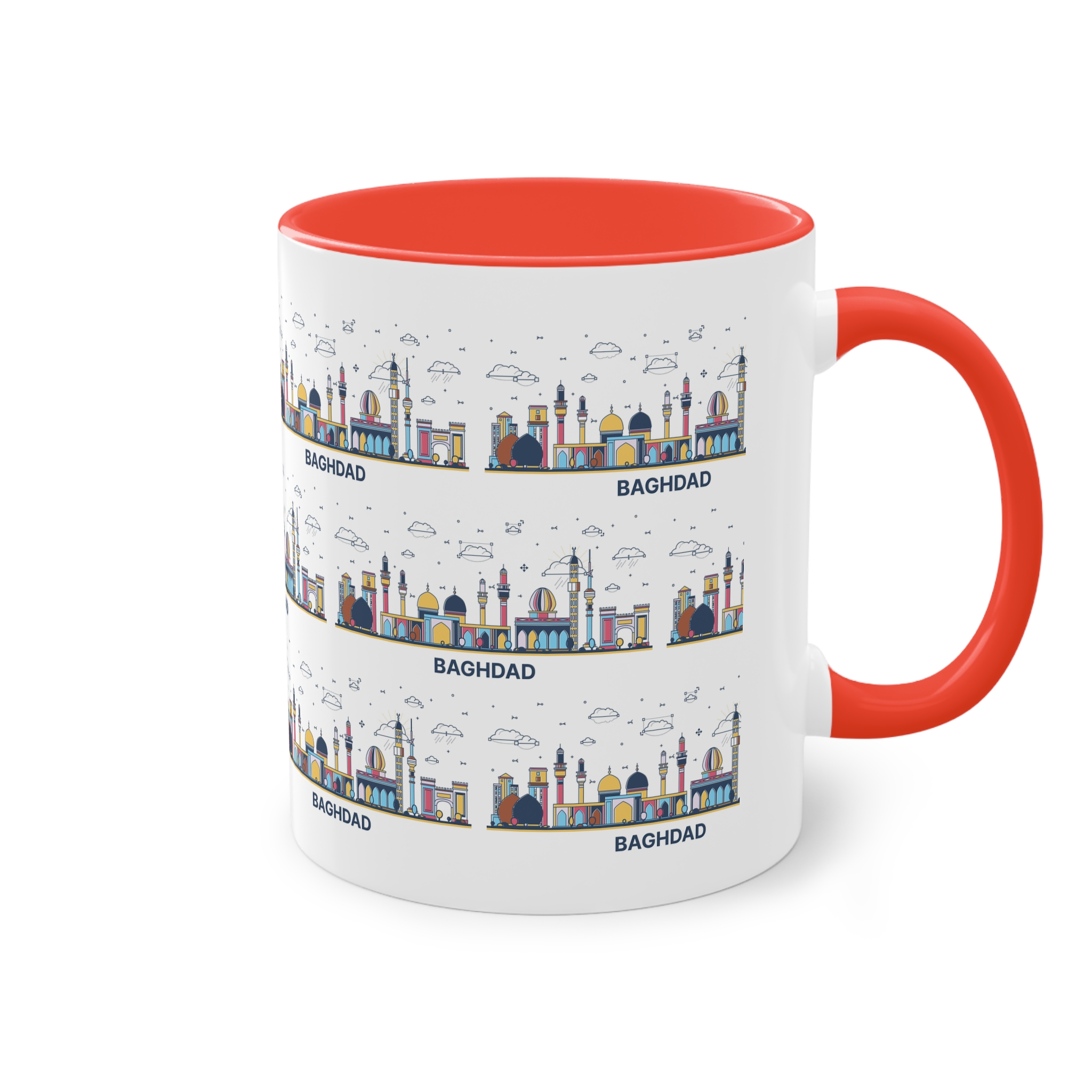 Baghdad Outline Bold Color Two Tone Coffee Mug 11oz - Image 4