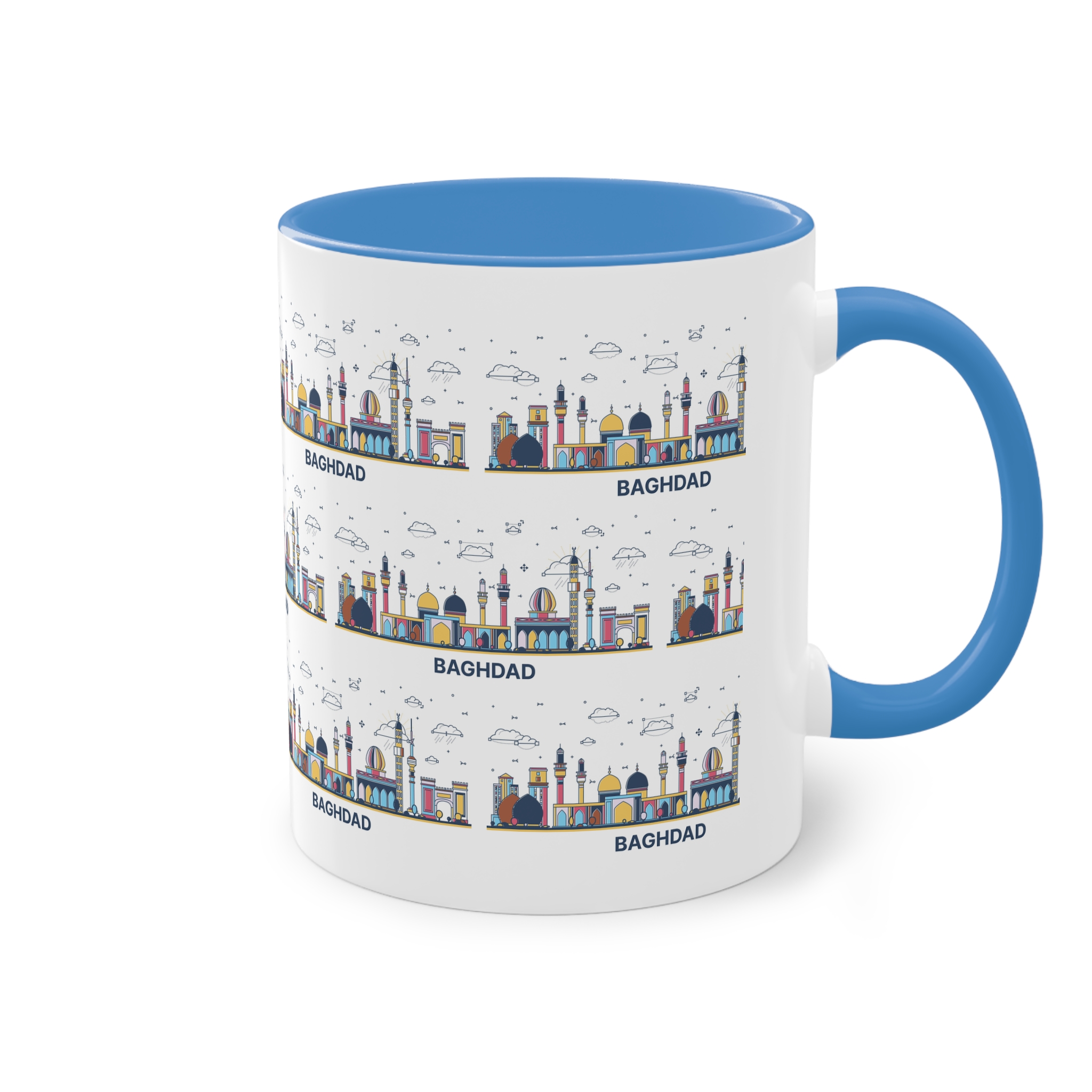 Baghdad Outline Bold Color Two Tone Coffee Mug 11oz - Image 36
