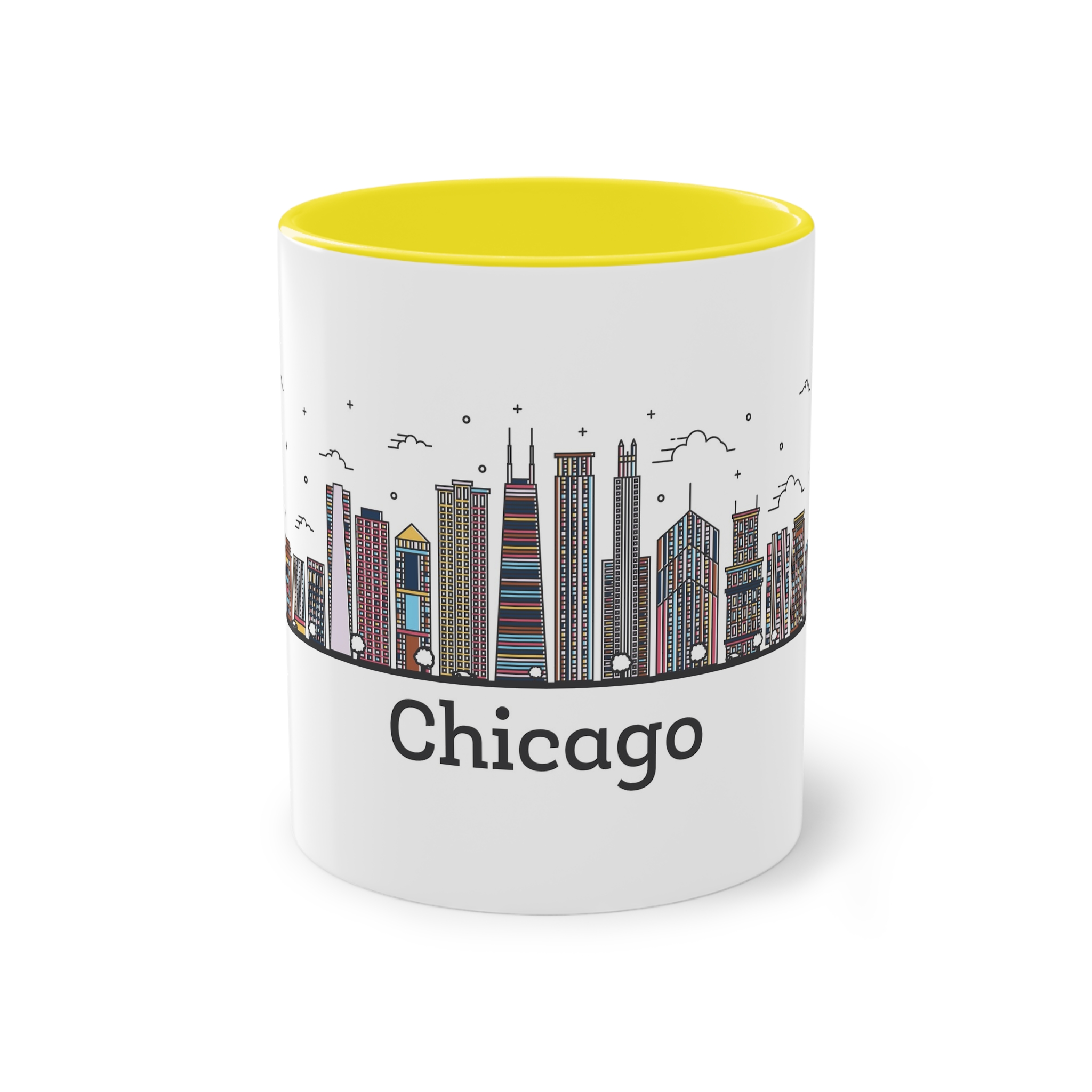 Chicago Outline Bold Color Two Tone Coffee Mug 11oz - Image 21