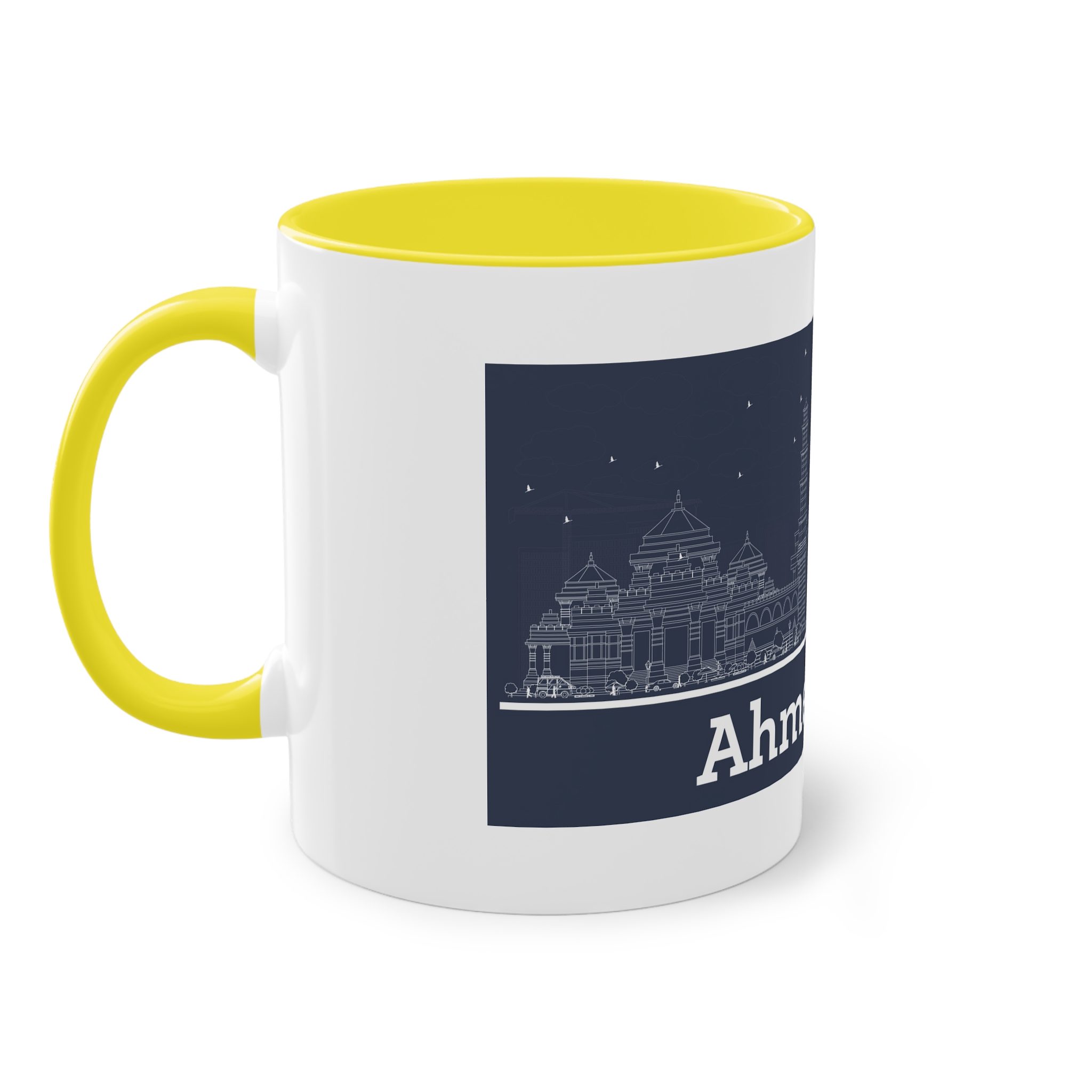 Ahmedabad Outline Inverse Two Tone Coffee Mug 11oz - Image 23