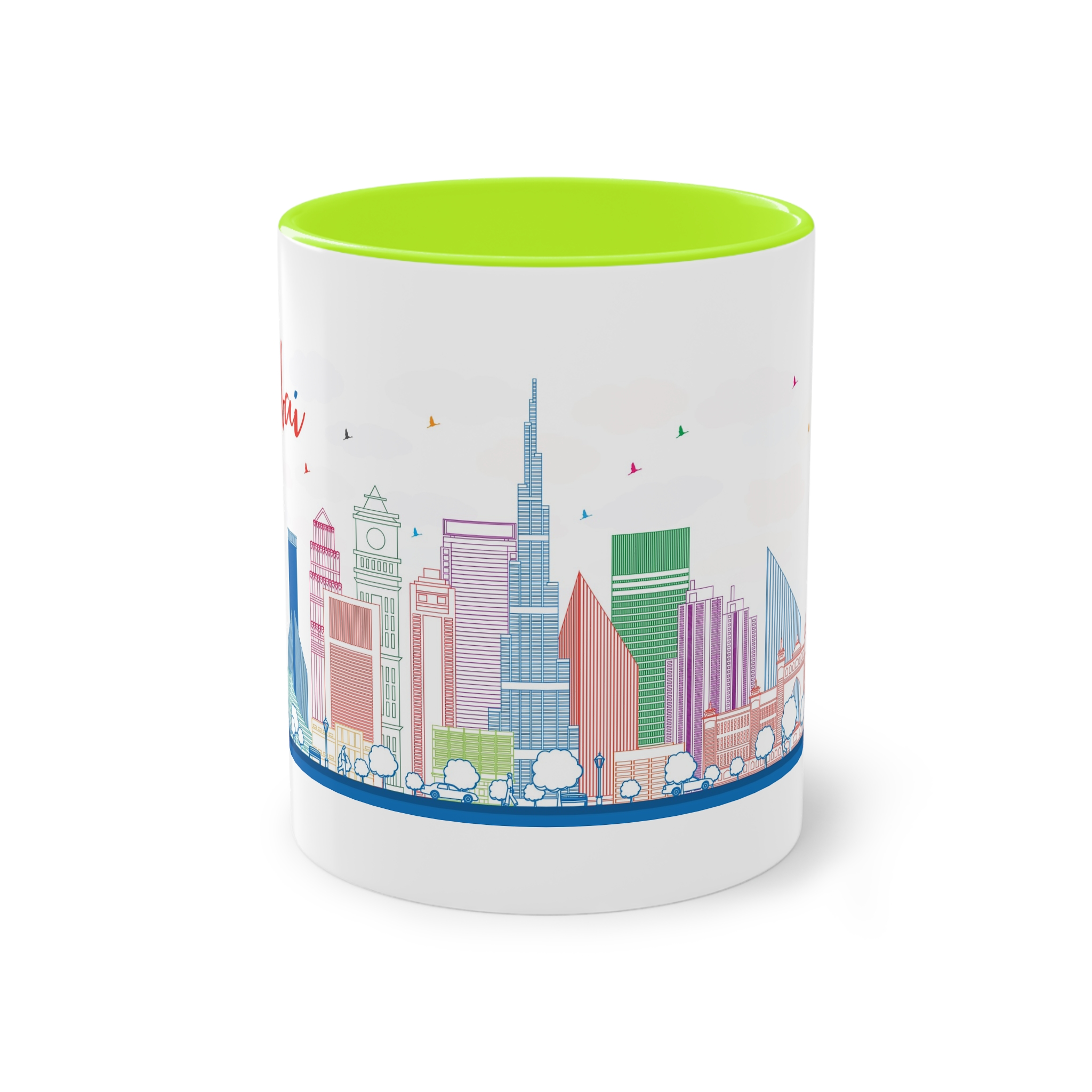 Dubai Outline Color Two Tone Coffee Mug 11oz - Image 25