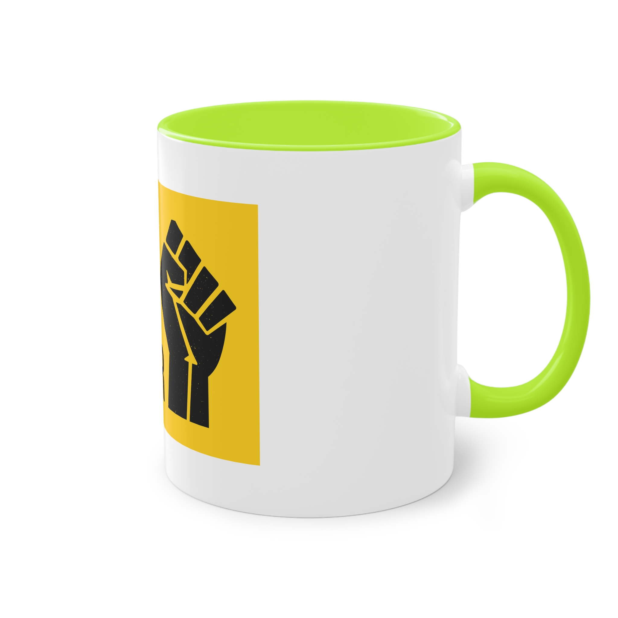 Black Lives Matter Movement Clenched Fist Text Yellow Background Slogan Protests Usa (1) Two Tone Coffee Mug 11oz - Image 28