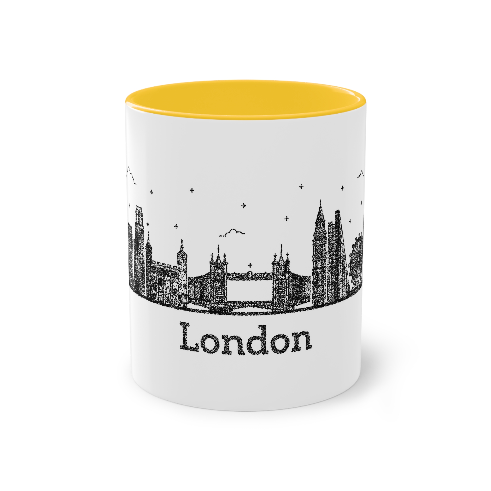 London Outline Bold Color Texture Two Tone Coffee Mug 11oz - Image 17