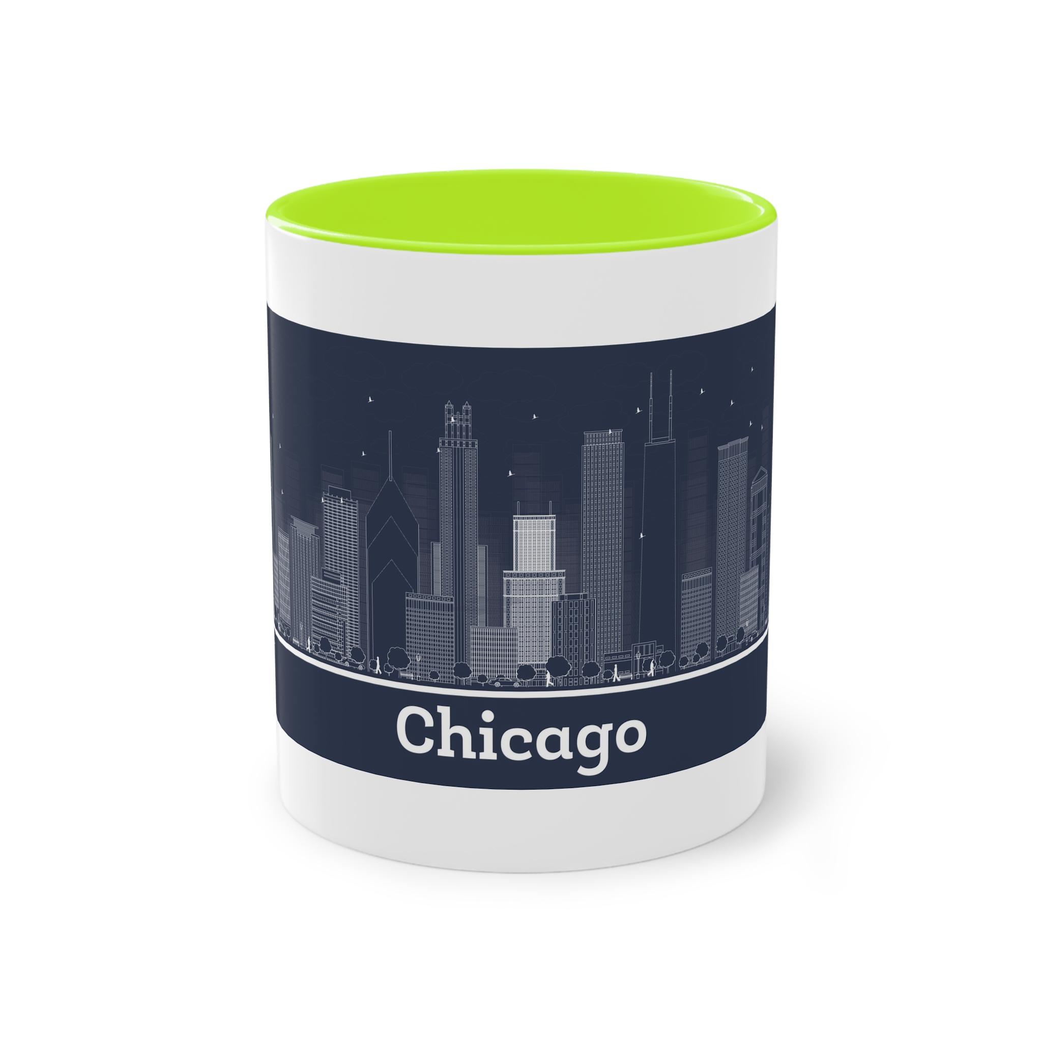 Chicago Outline Inverse Two Tone Coffee Mug 11oz - Image 25