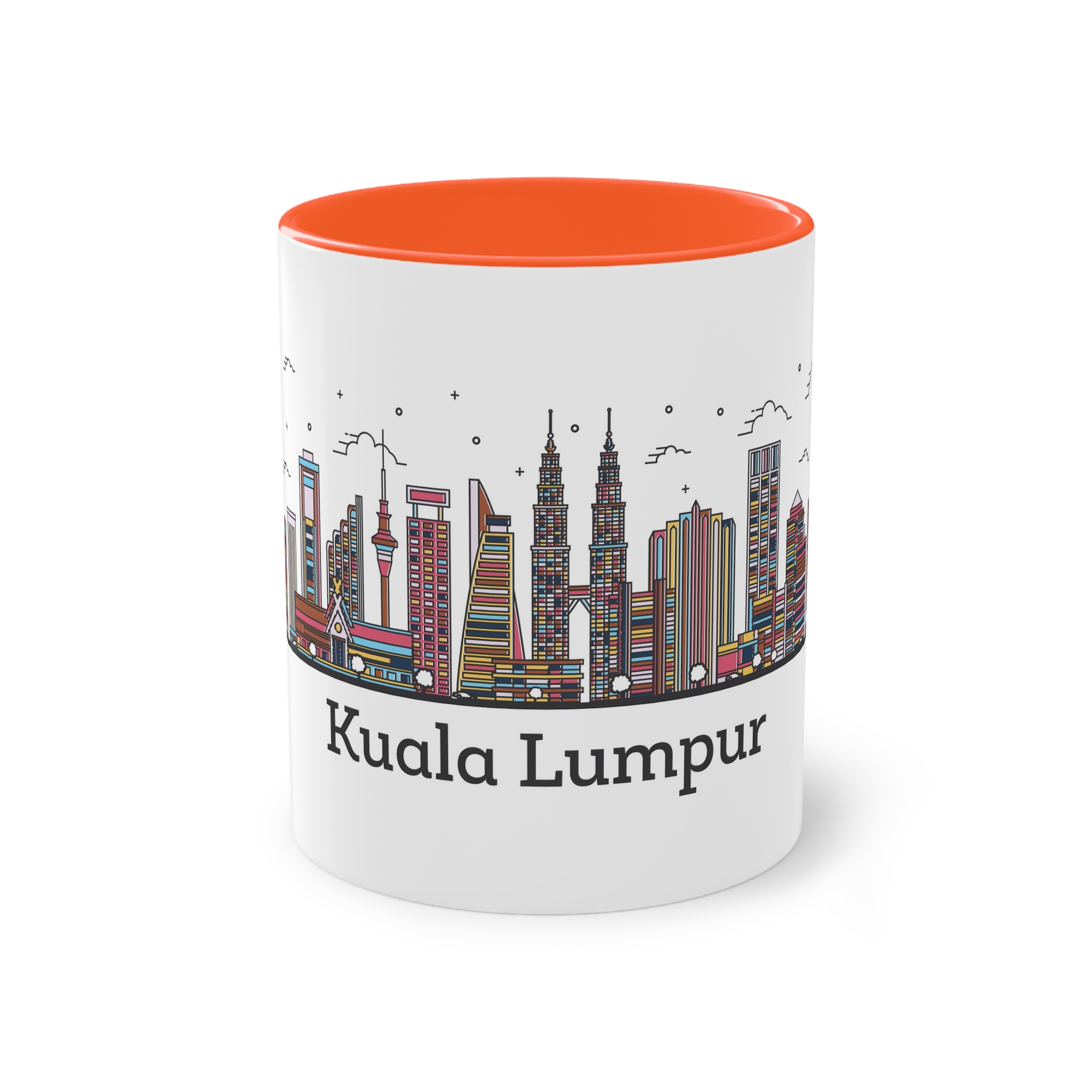 Kuala Lumpur Outline Bold Color Two Tone Coffee Mug 11oz - Image 13