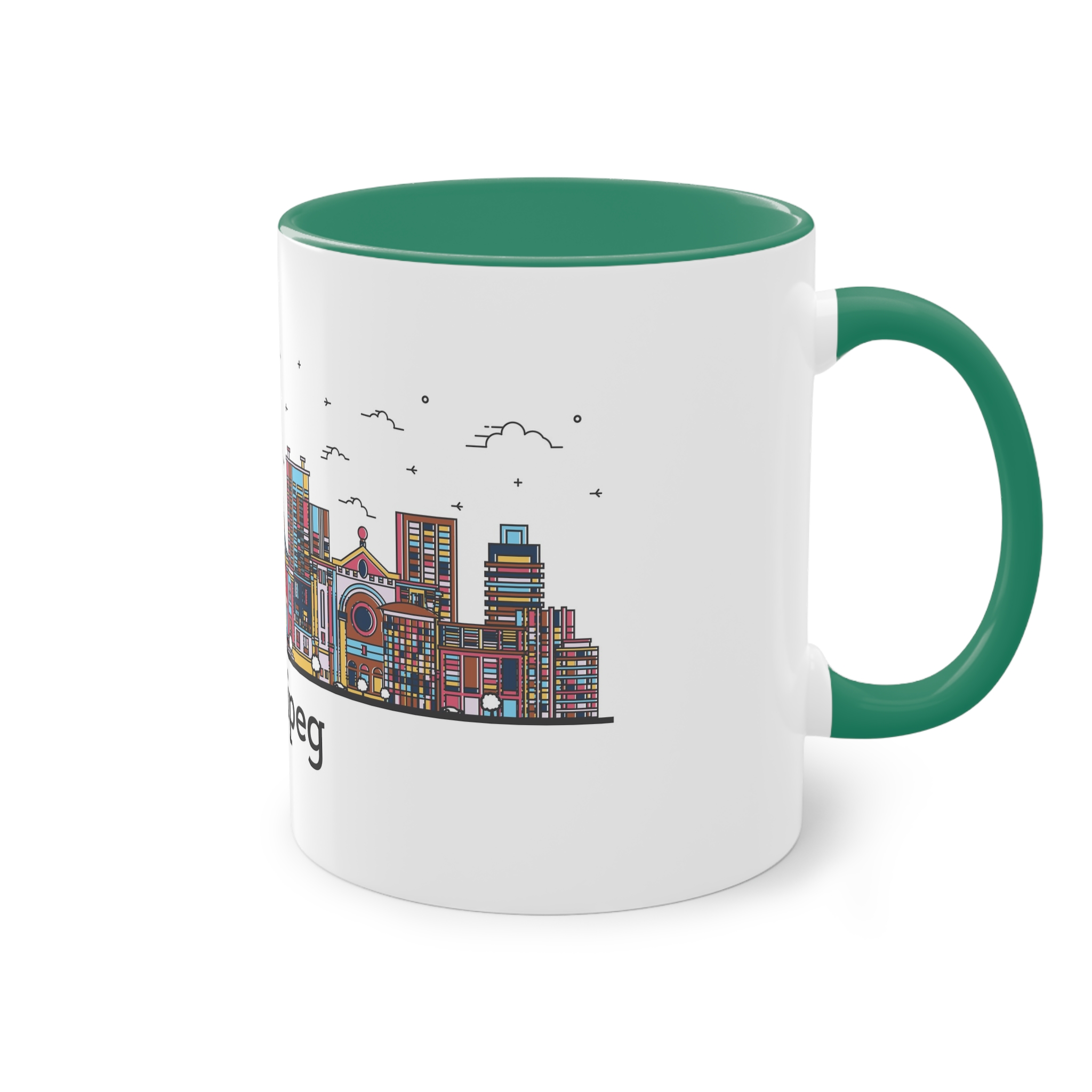 Winnipeg Outline Bold Color Two Tone Coffee Mug 11oz - Image 32