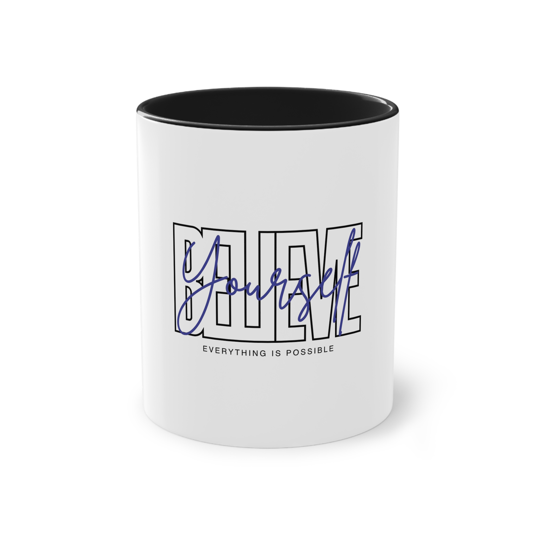 Believe Yourself Positive Affirmation Typography Two Tone Coffee Mug 11oz - Image 9