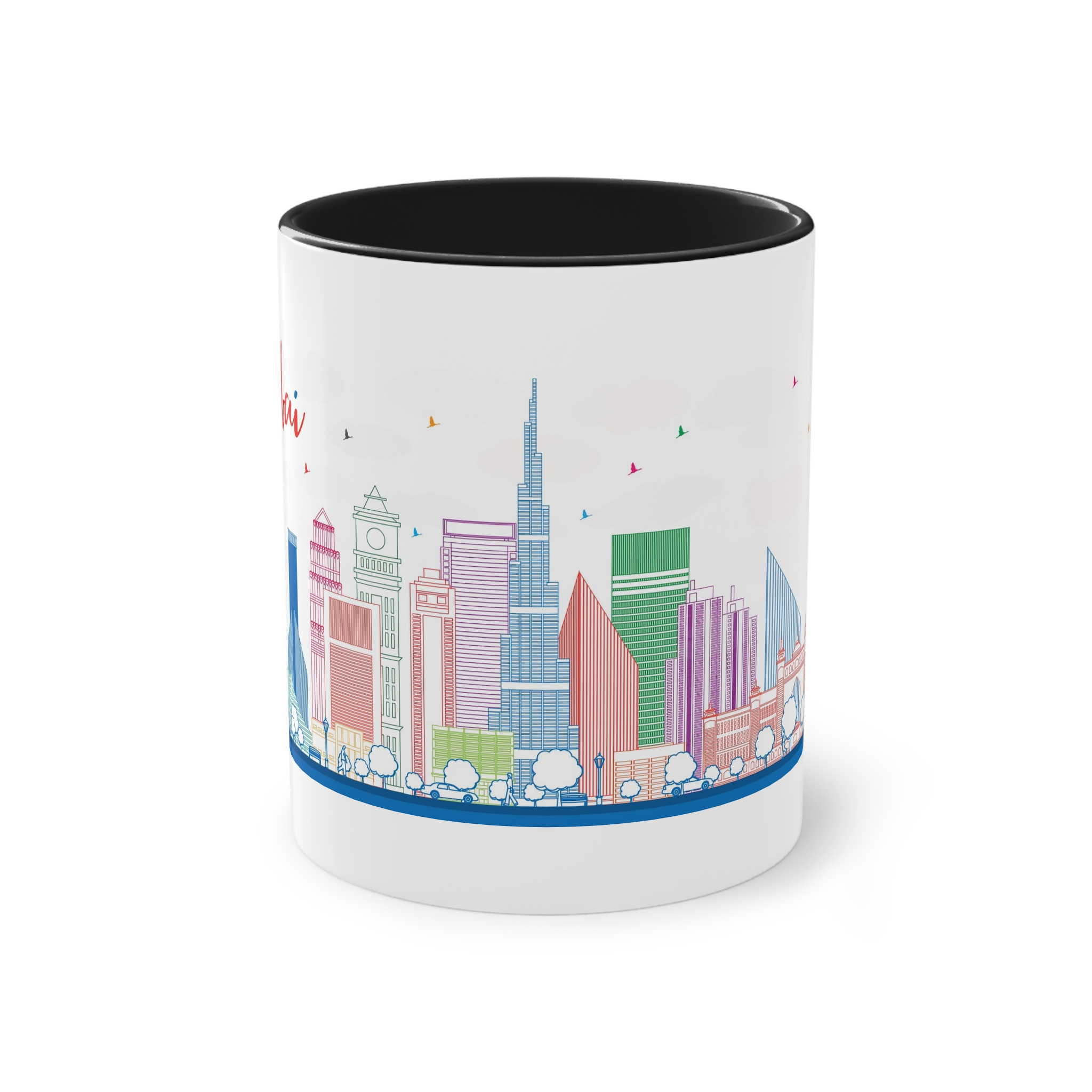 Dubai Outline Color Two Tone Coffee Mug 11oz - Image 9